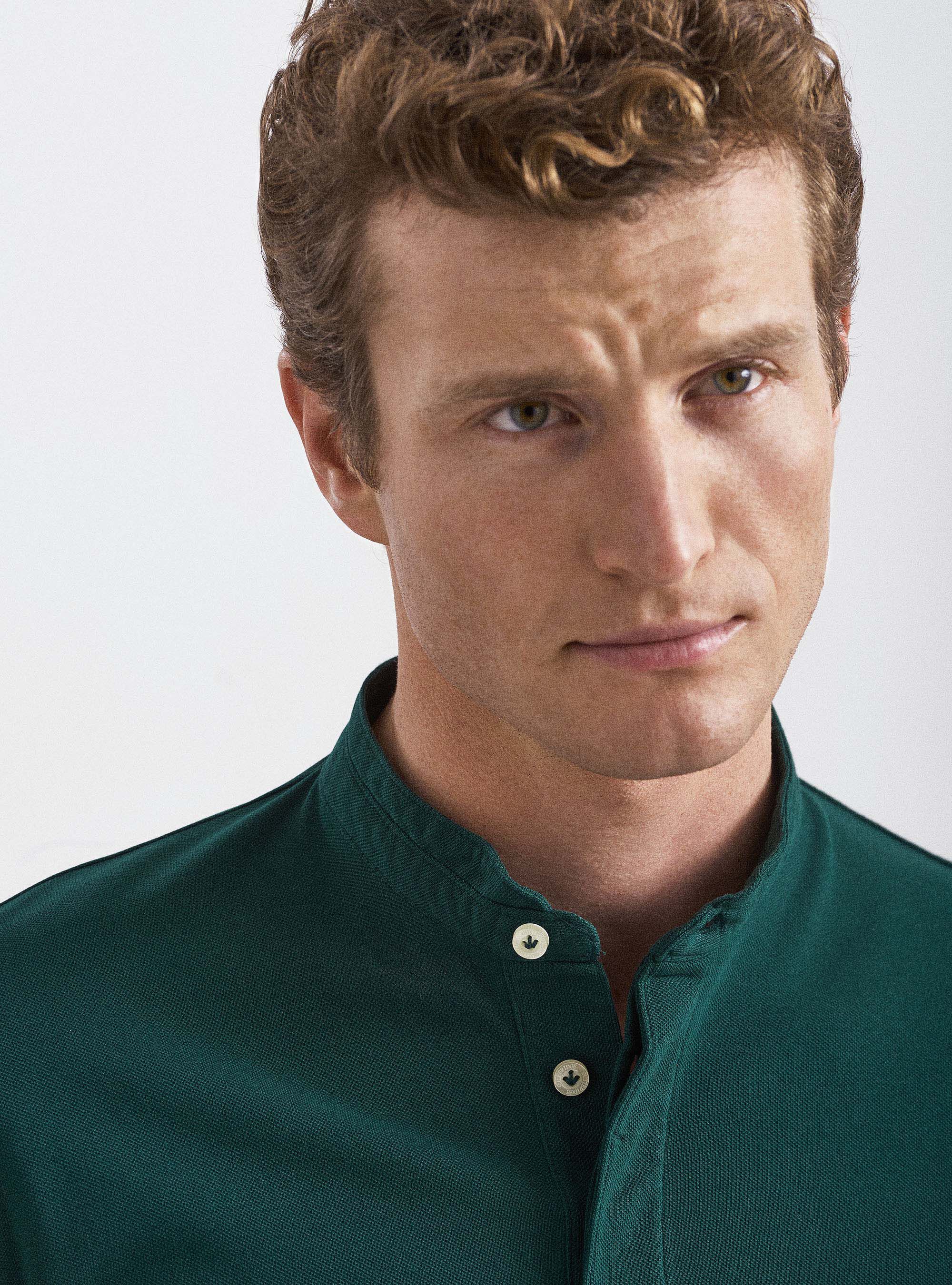 Cuello de polo 100% algod&oacute;n, VERDE OLIVA
