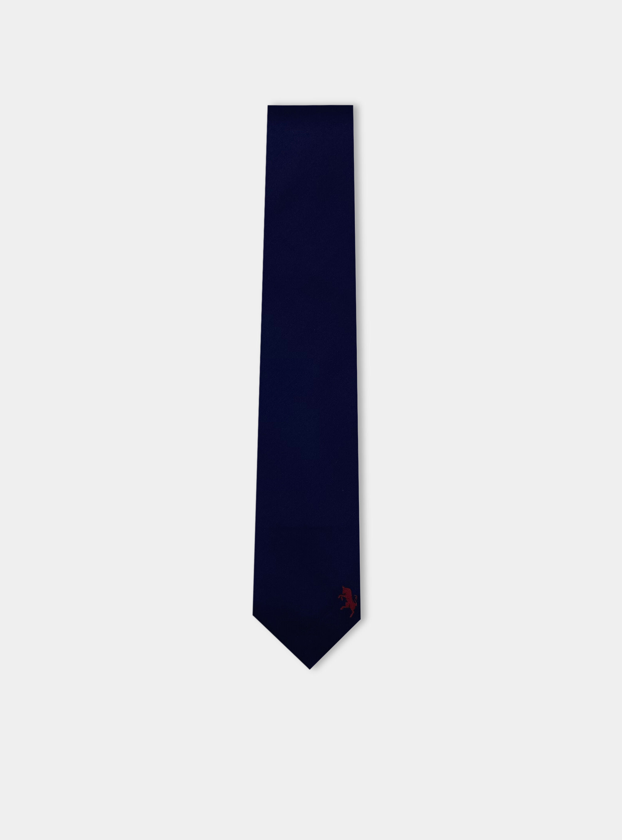 Pure silk tie with bull embroidery, NAVY BLUE