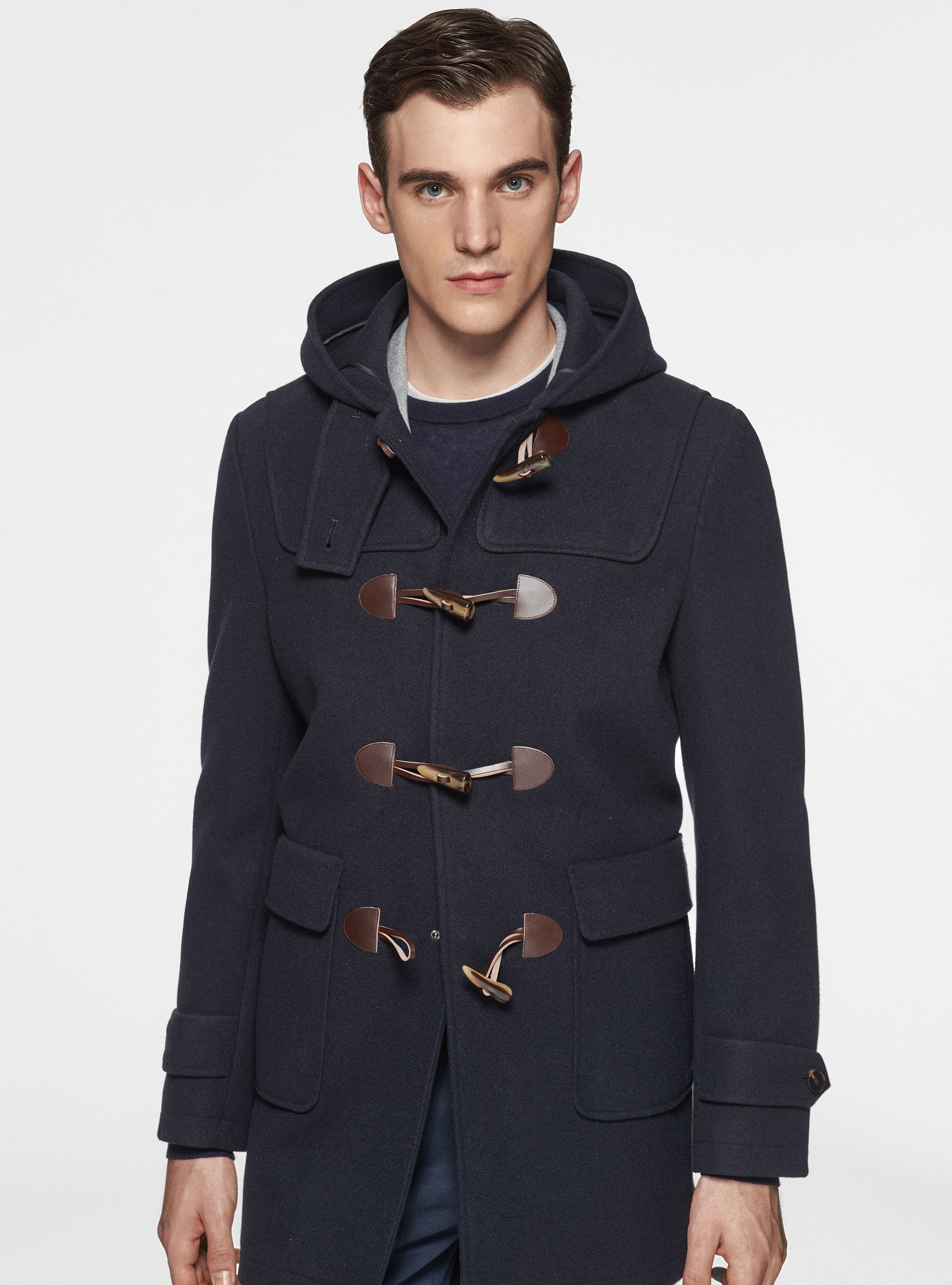 Hooded cloth Montgomery duffle coat Gutteridge Men s Coats