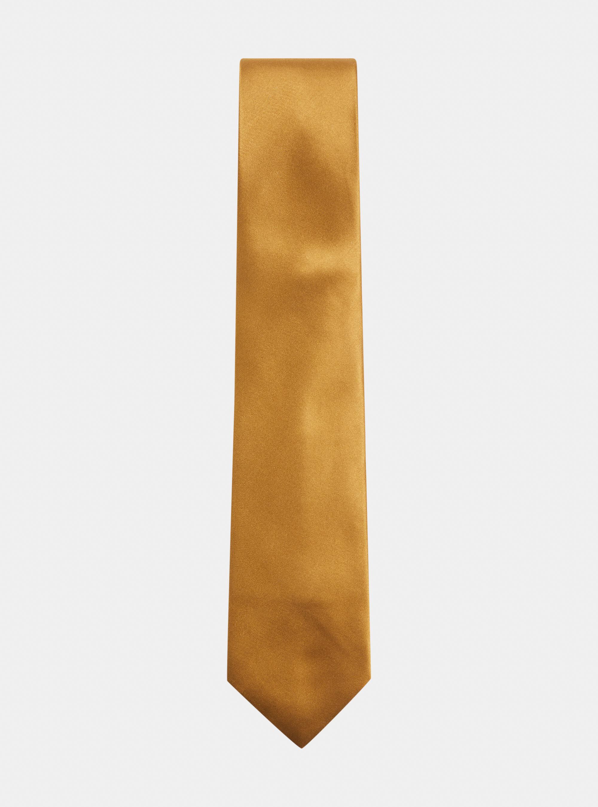 Solid-coloured silk tie, SENAPE 0715C