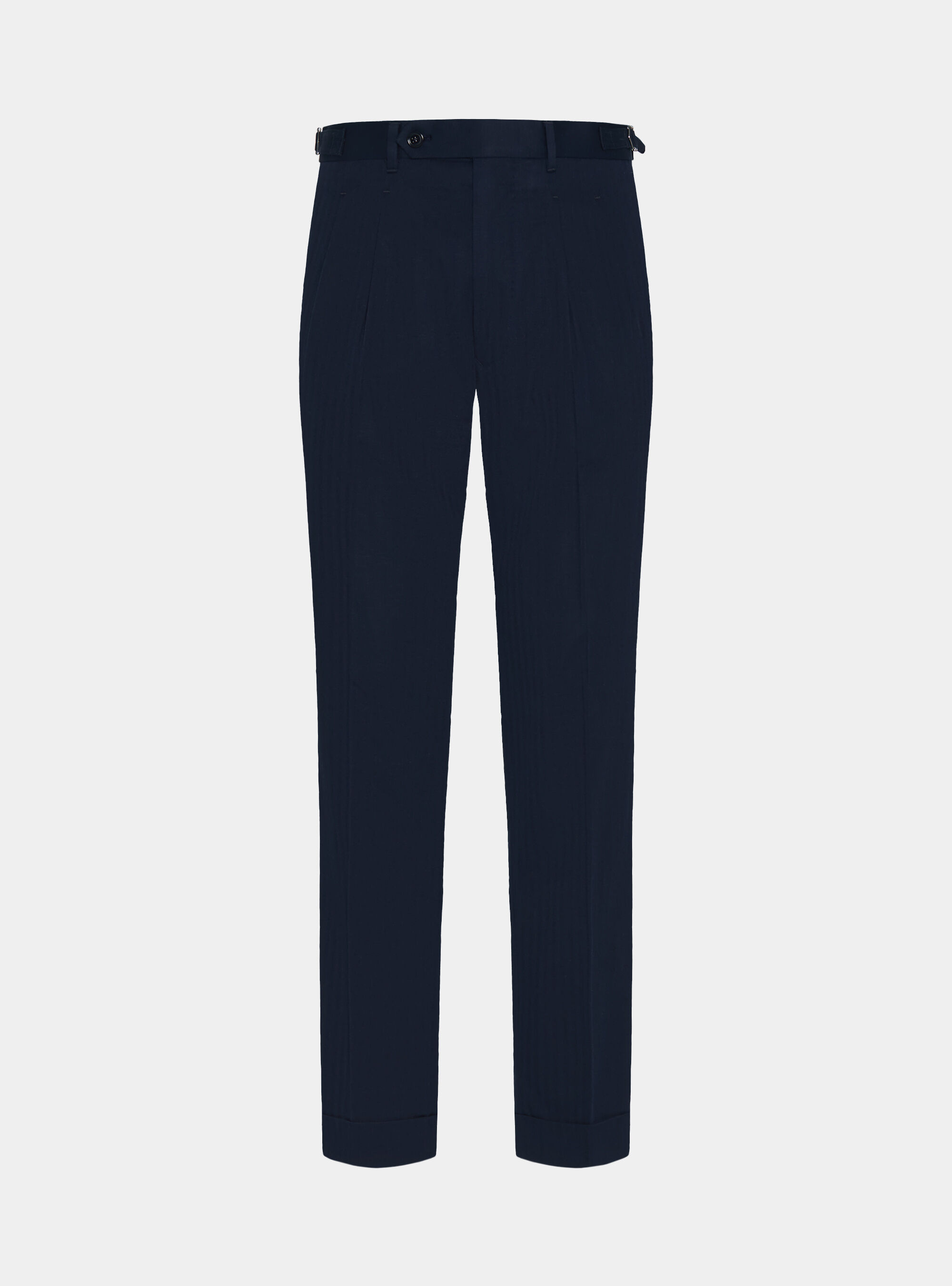 Pantaloni abito doppiopetto in cotone e lino, BLU NAVY