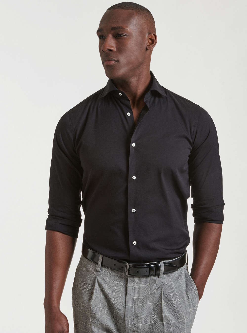 Camicia da uomo con collo rotondo, a contrasto, a righe, per dormire Camicia da uomo con collo rotondo, a contrasto, a righe, per dormire