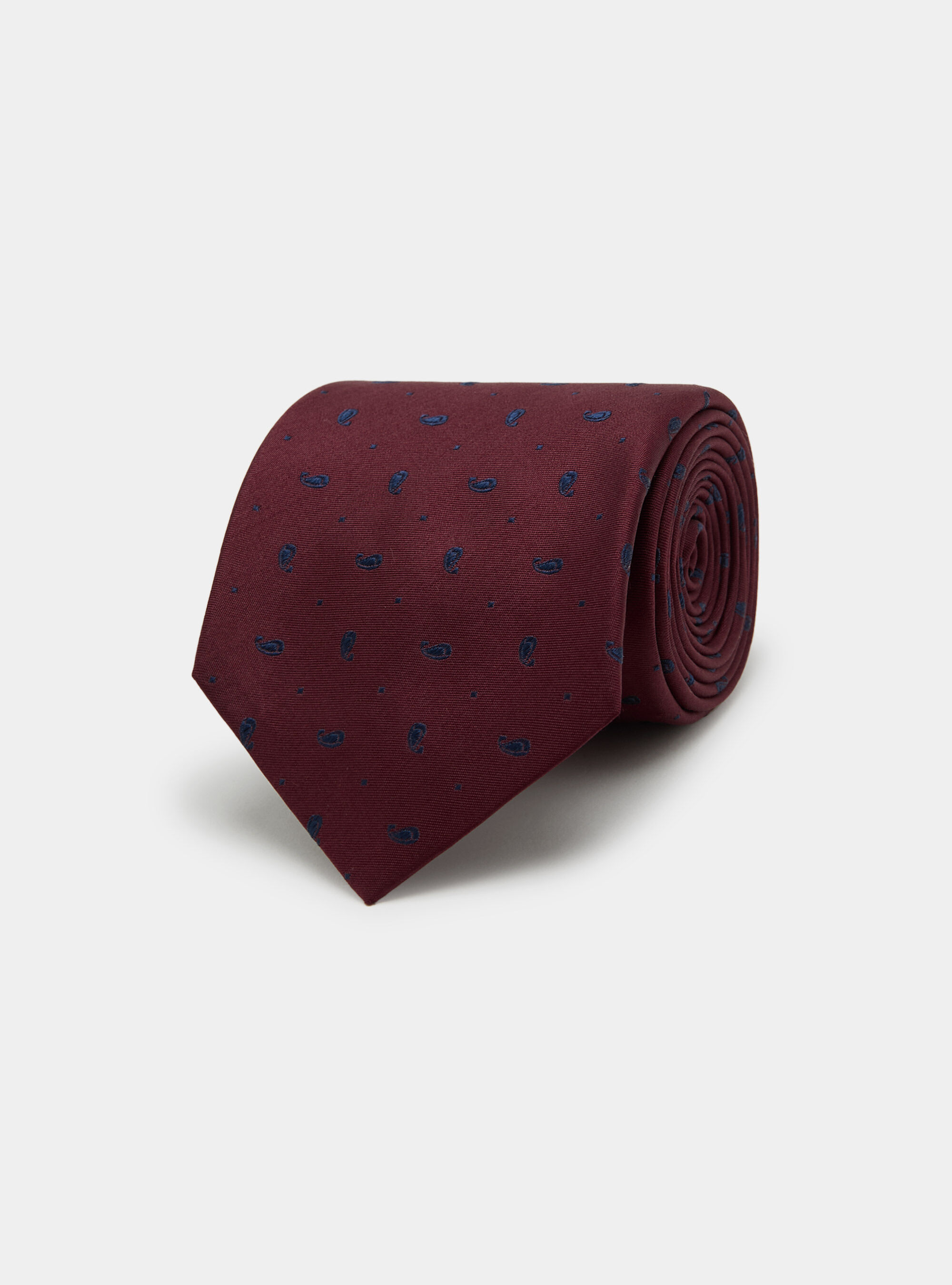 Cravatta in seta jacquard motivo paisley, BORDEAUX/NAVY BN02