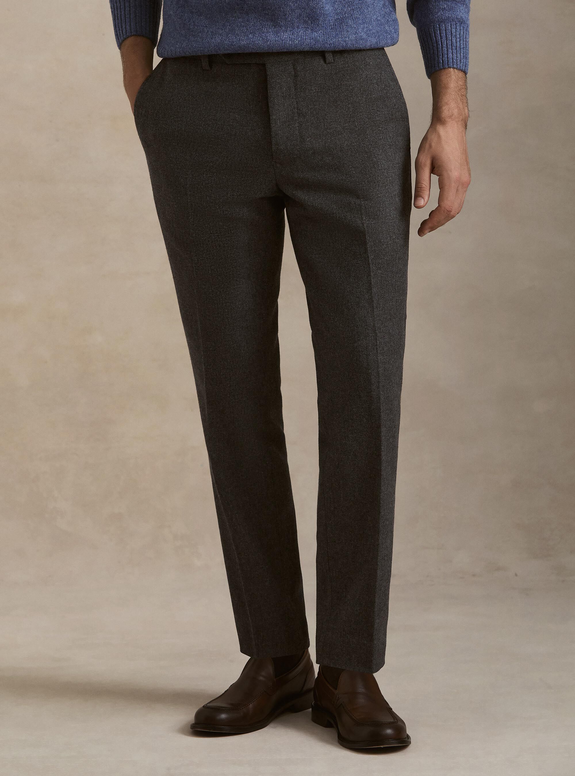Wool blend flannel trousers