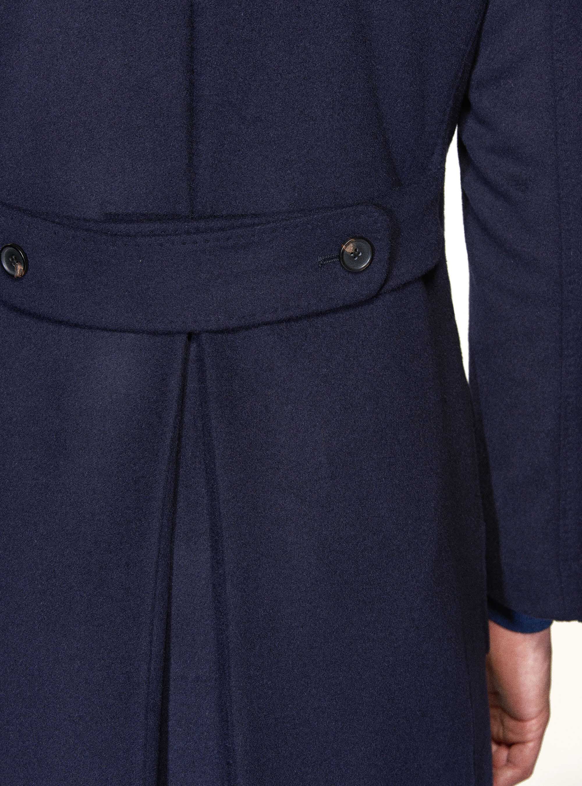 Cashmere wool double-breasted coat, NAVY BLUE