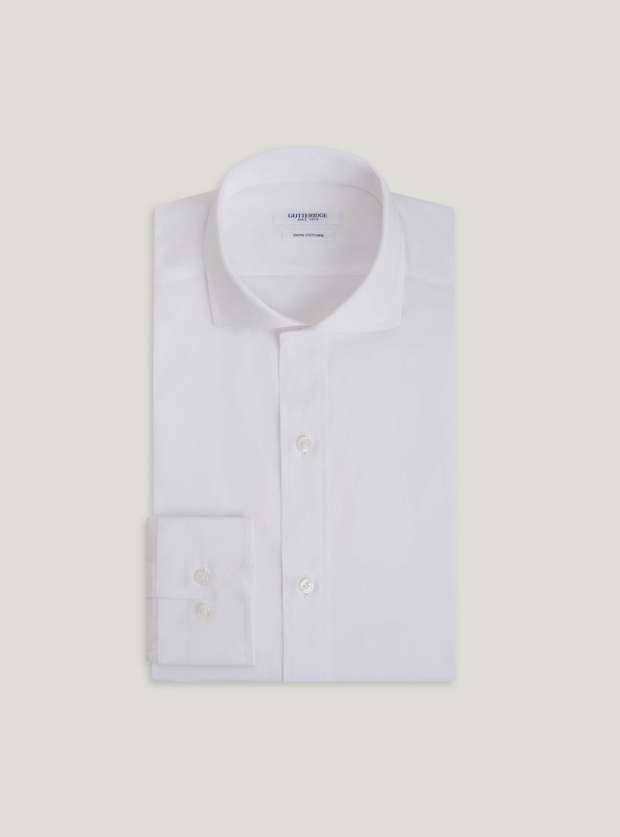 Cotton fil a fil French collar shirt, WHITE