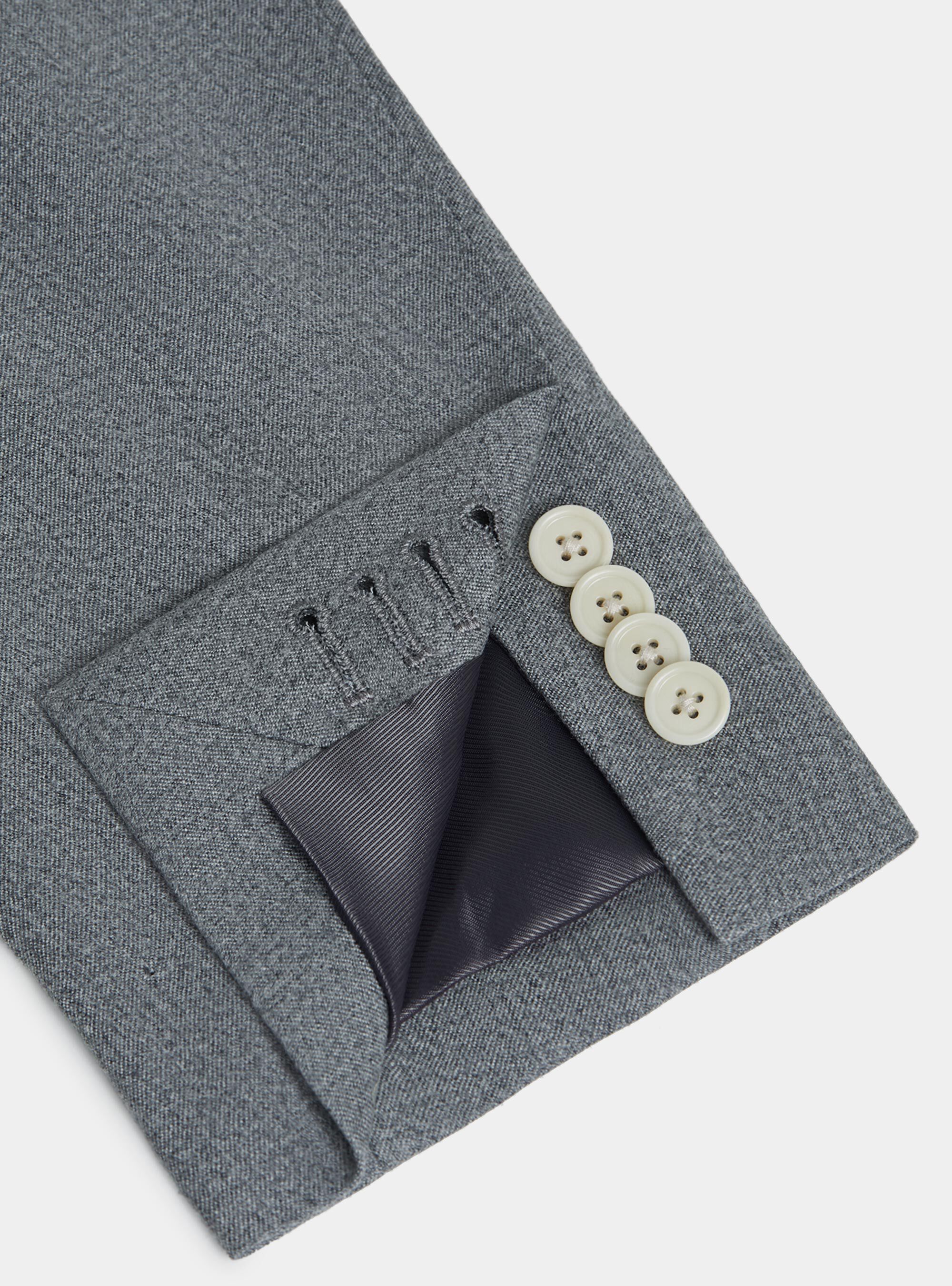 Flannel lance-breasted blazer, LIGHT GREY MELANGE