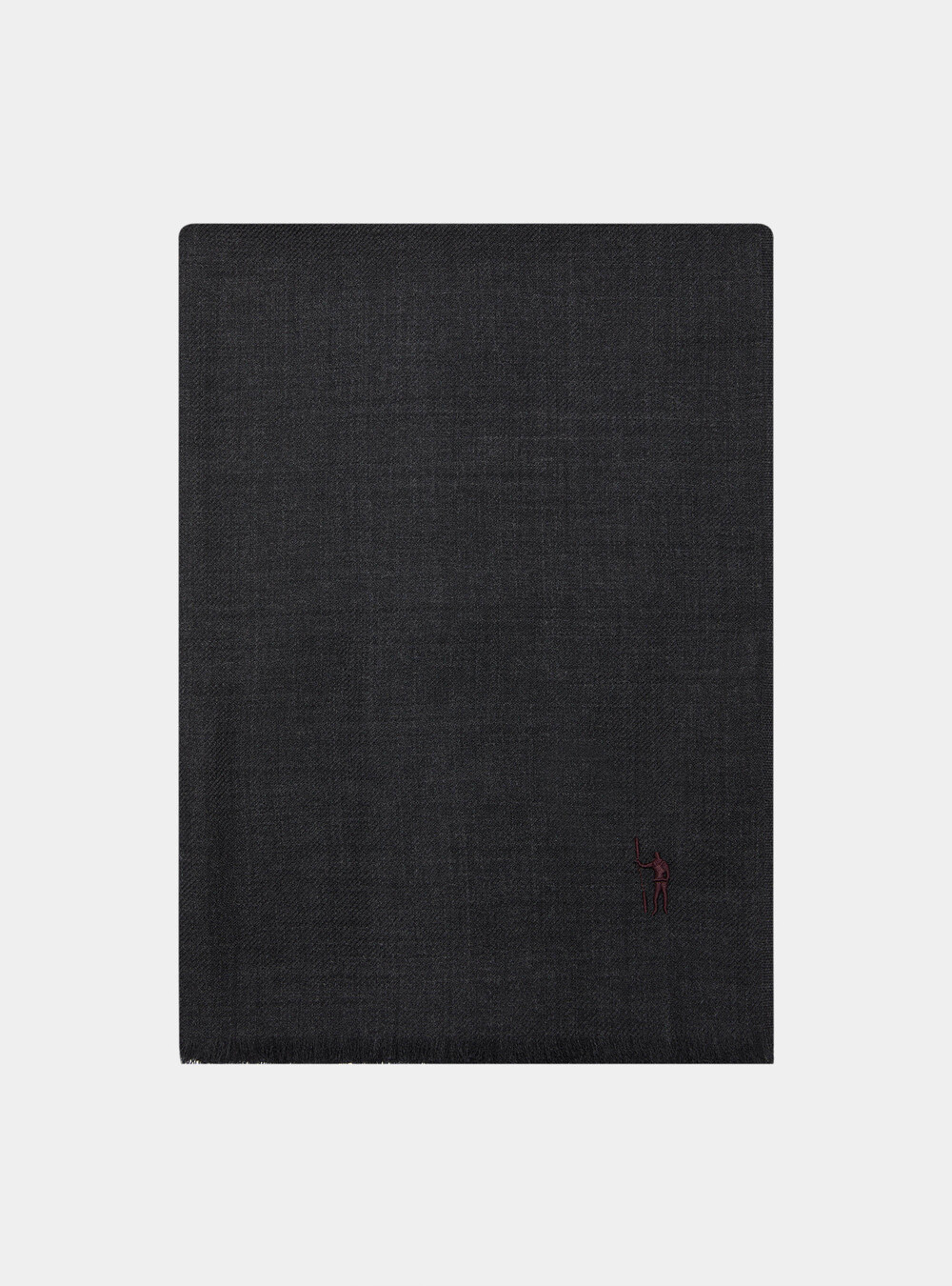 Sciarpa in lana con ricamo, ASFALTO Sciarpa in lana con ricamo