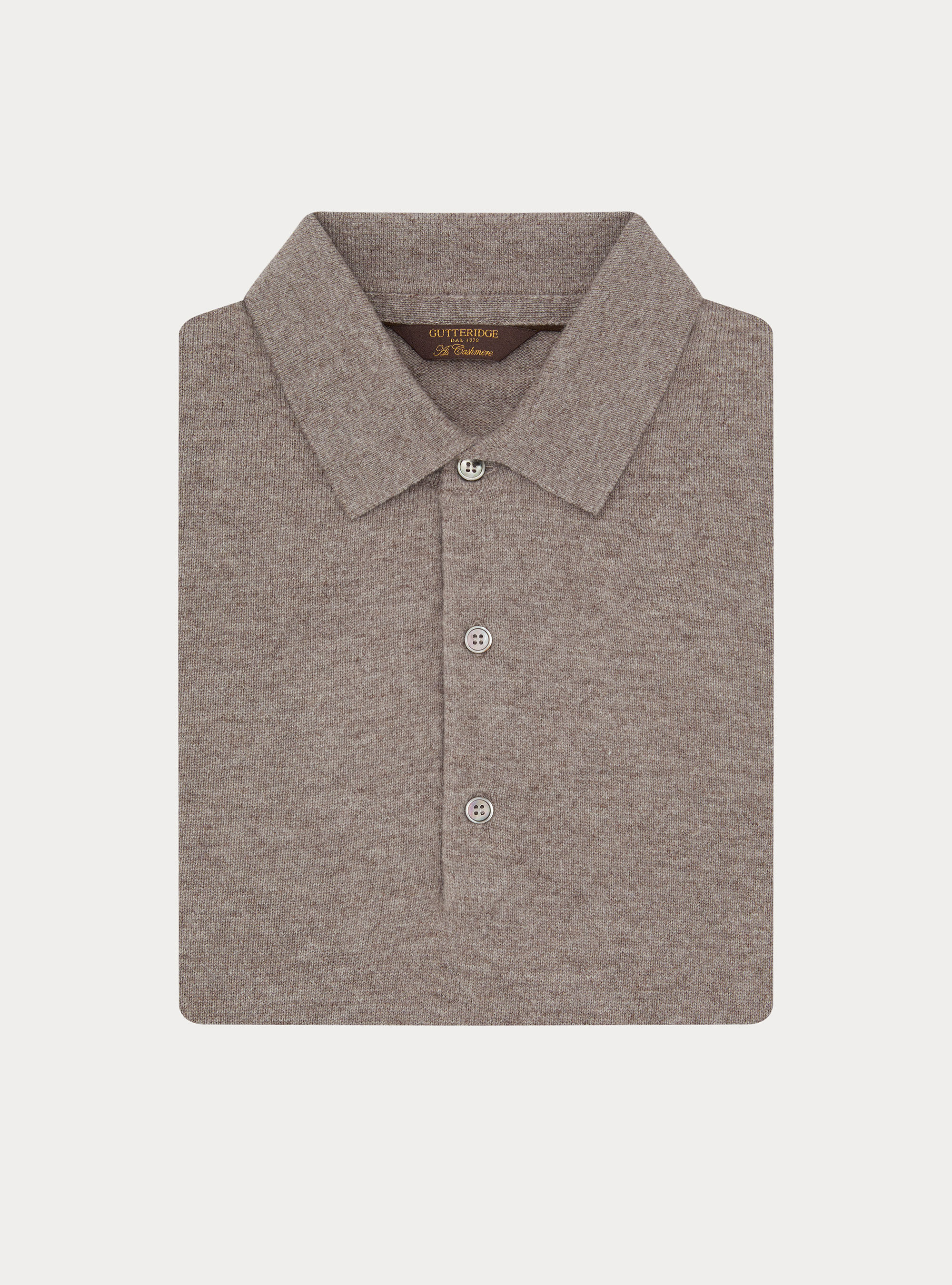 Maglia a polo in lana e cashmere, TORTORA 0542C