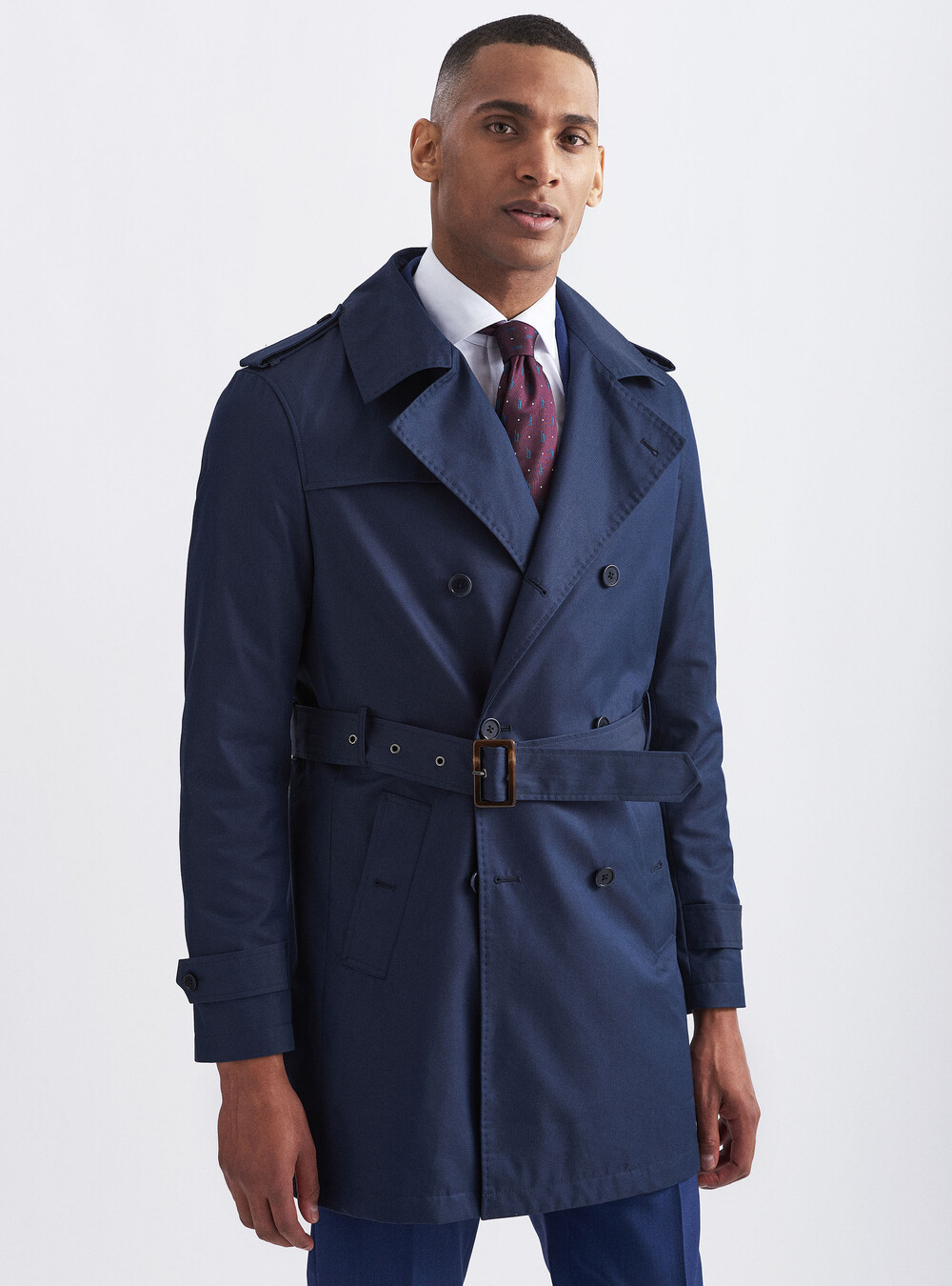 Technical cotton blend double-breasted trench coat | GutteridgeUK ...