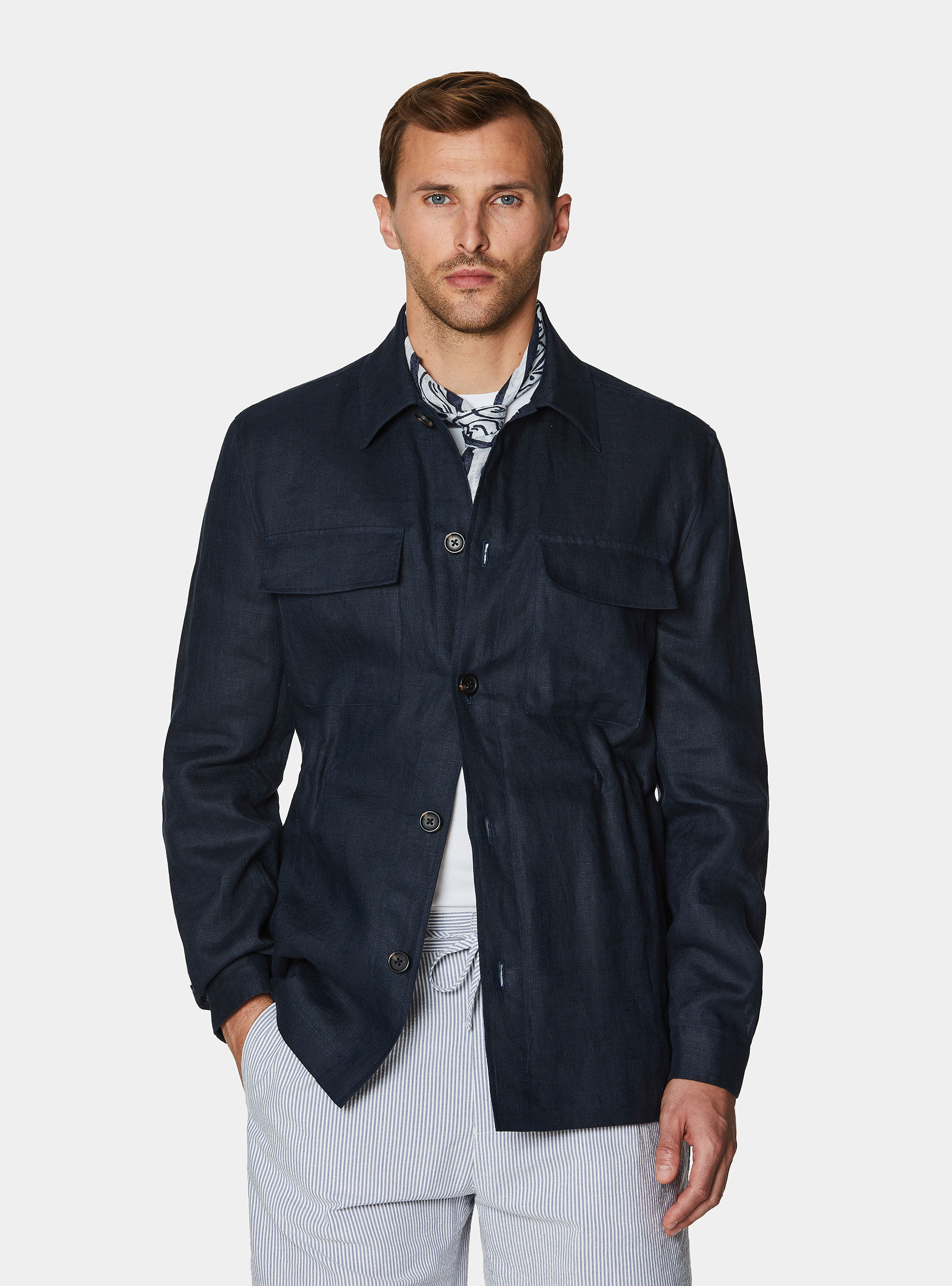 Veste chemise en pur lin avec cordon de serrage