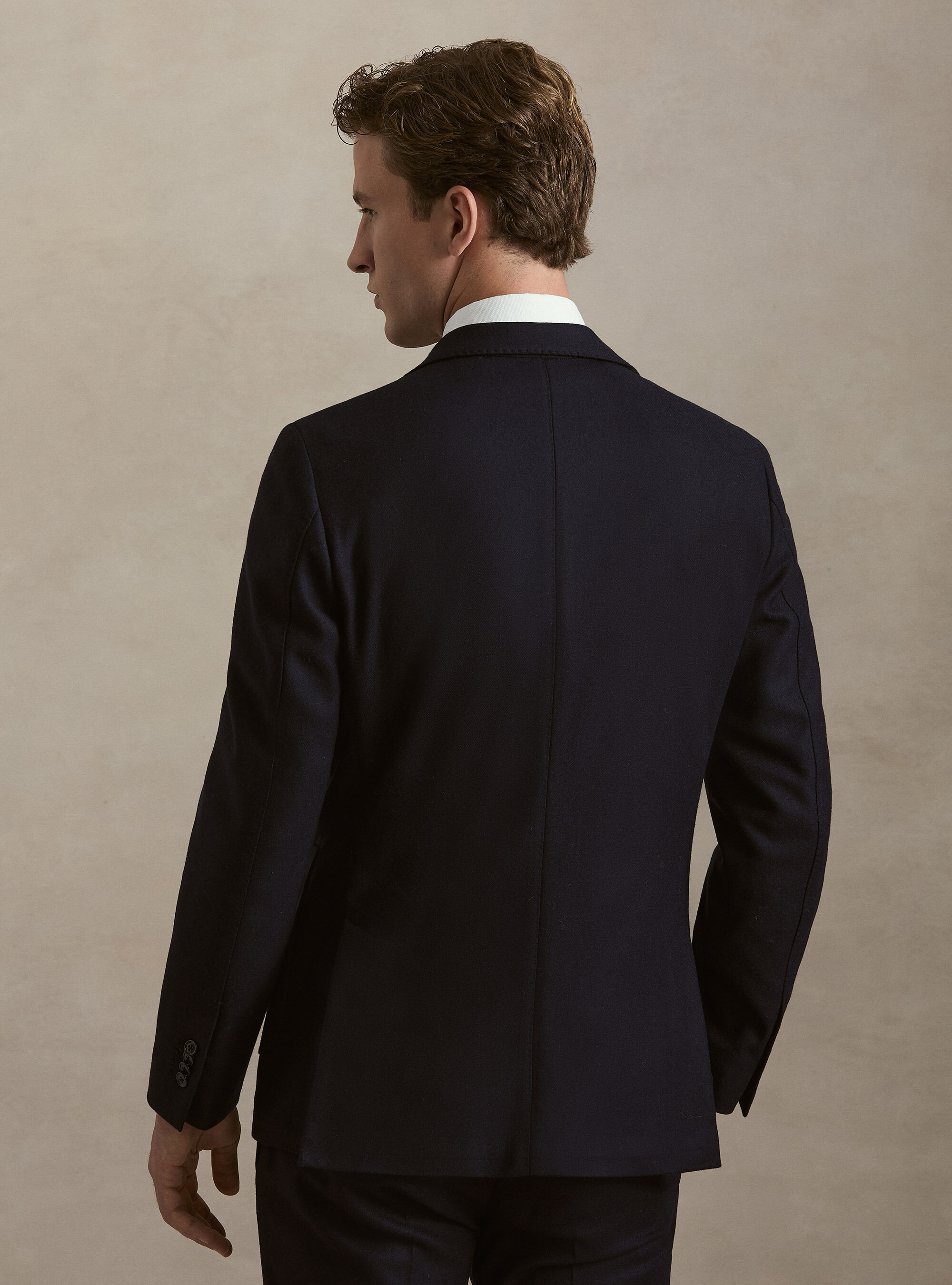 Wool blend flannel blazer, NAVY BLUE