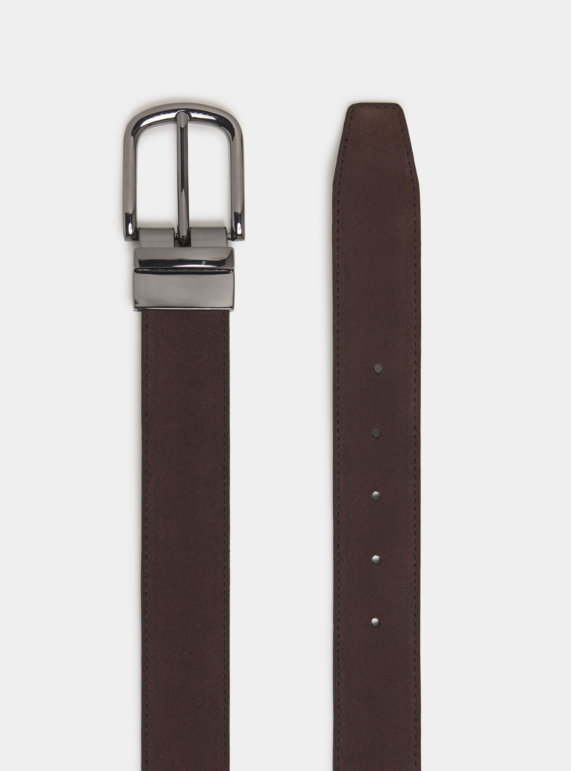 Cintura reversibile in suede, MARRONE