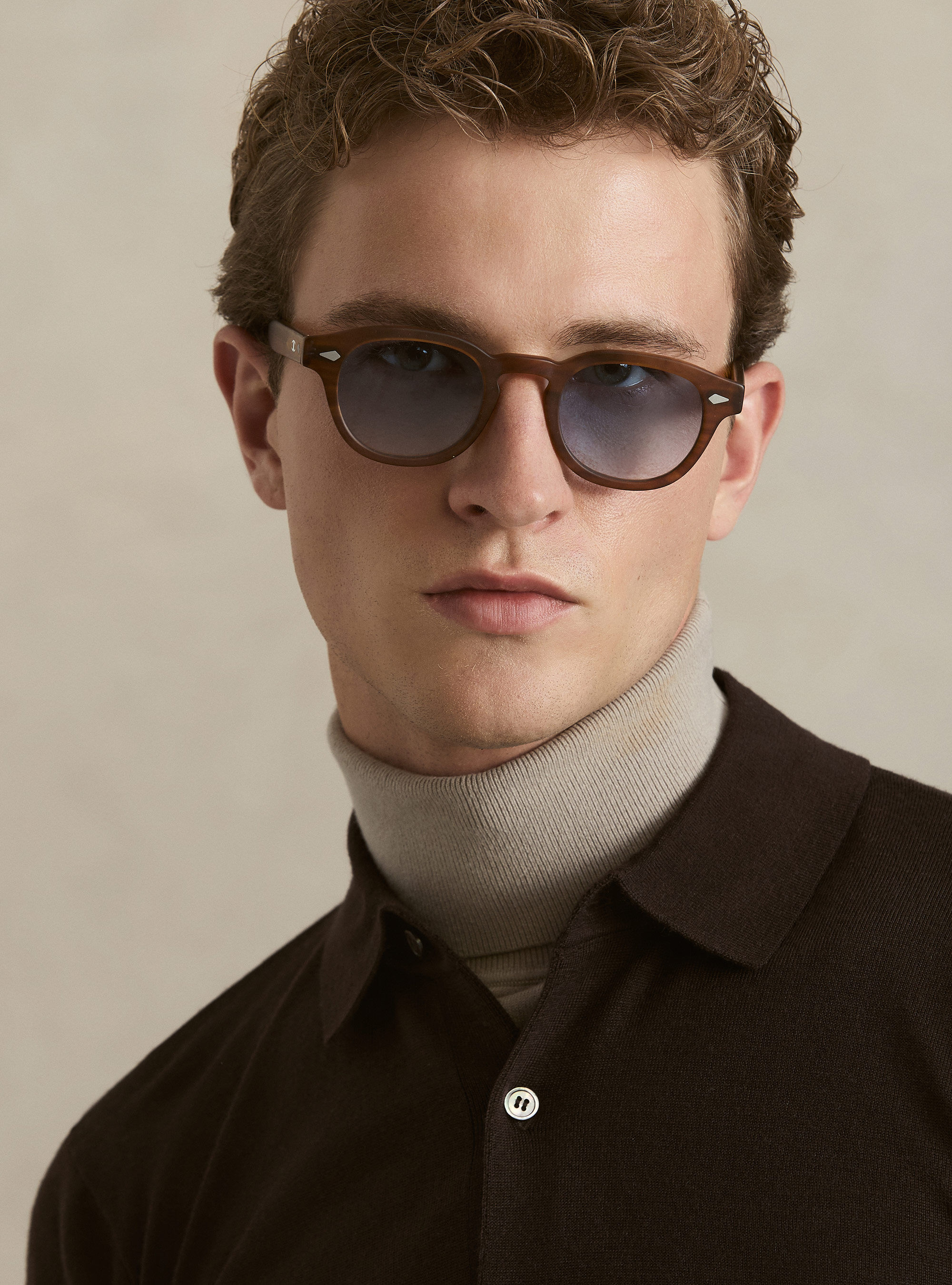 Extrafine merino wool knit polo shirt, BROWN