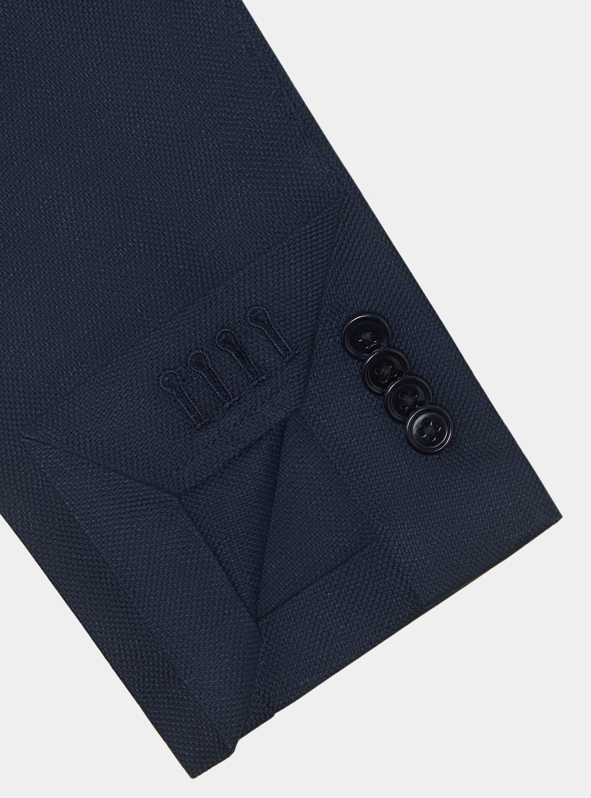 Giacca hopsack in cotone e lino, BLU NAVY