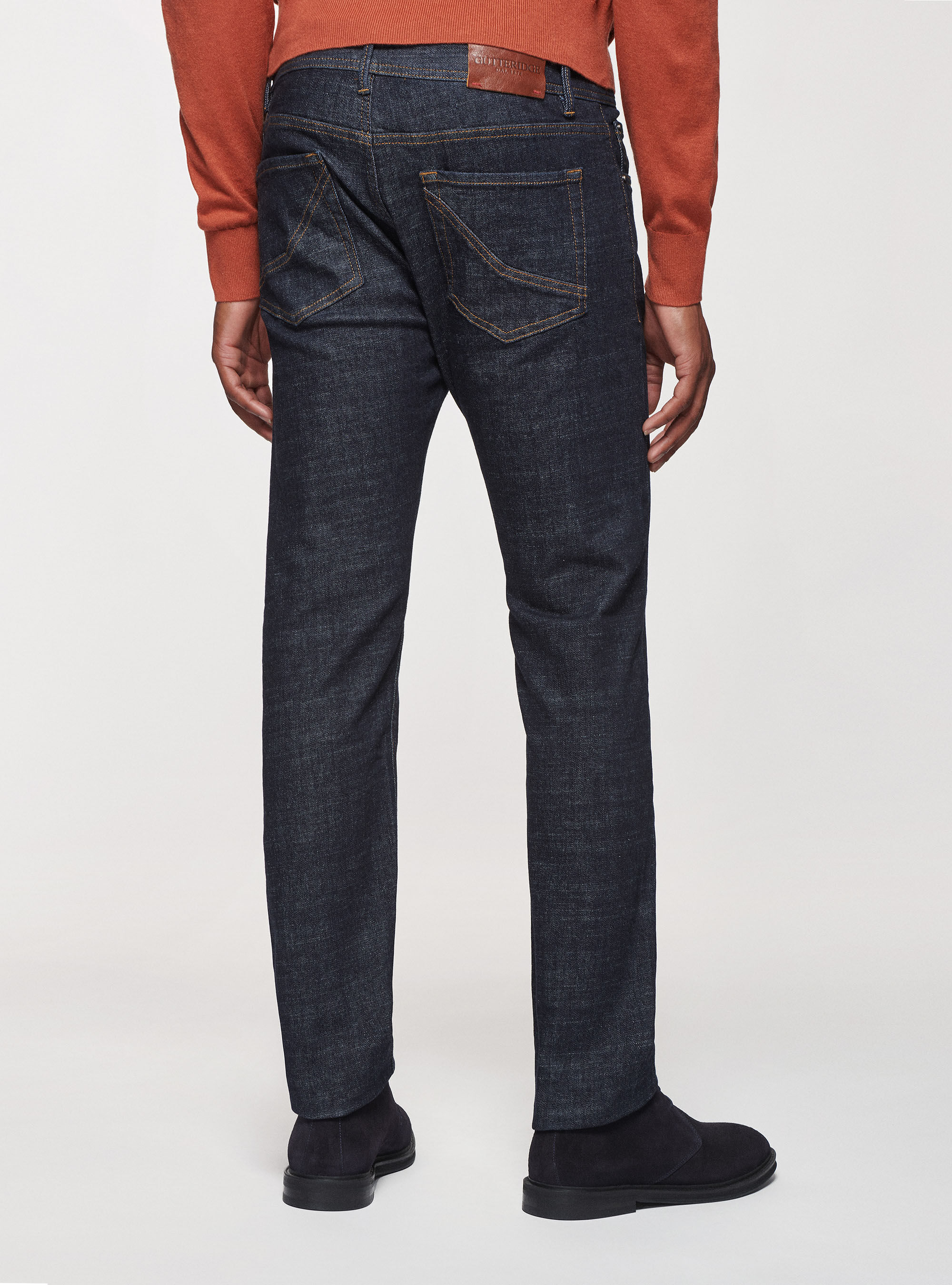 Five-pocket denim rinse wash, NAVY BLUE