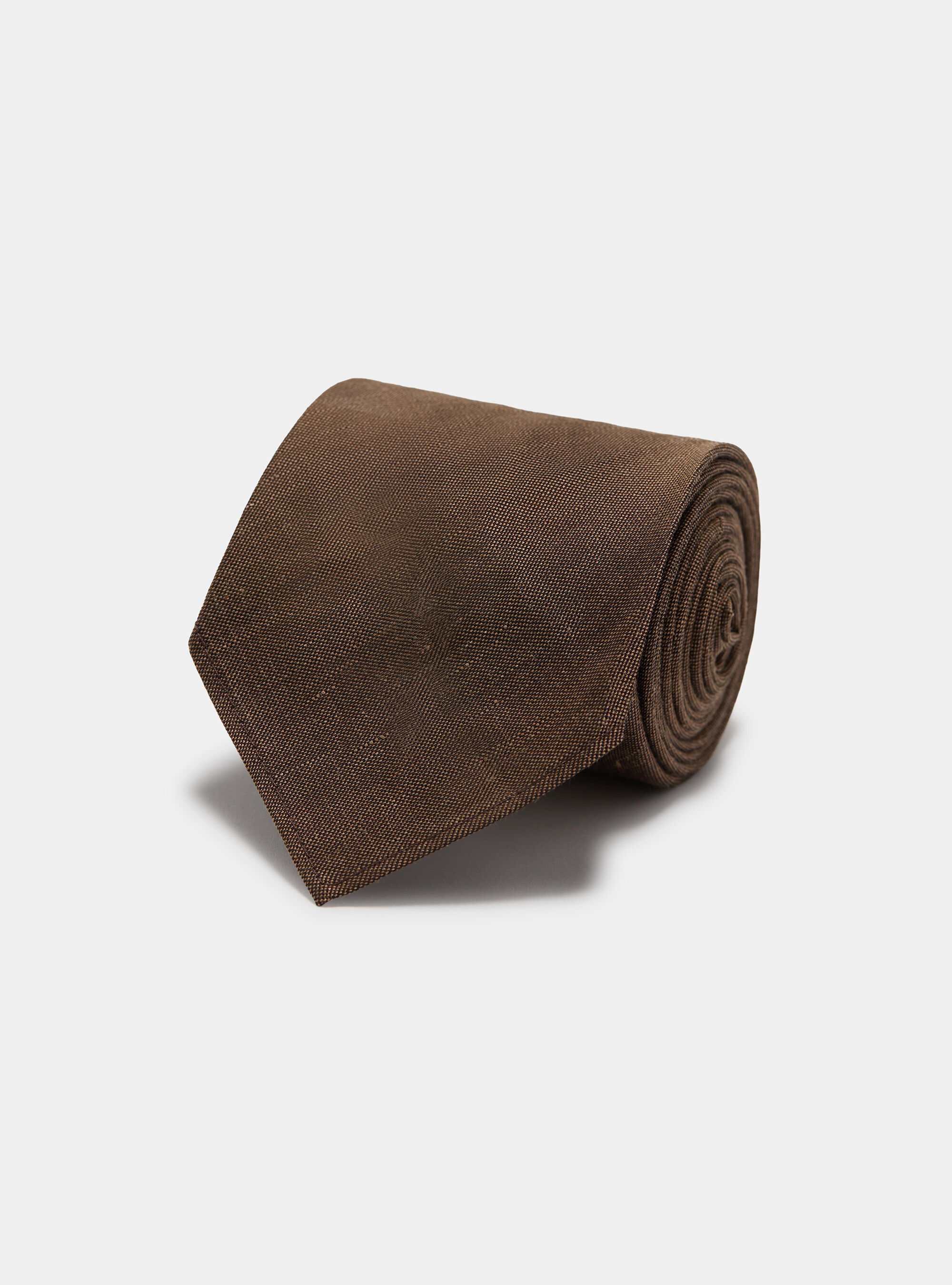 Cravatta in seta e lino, MARRONE