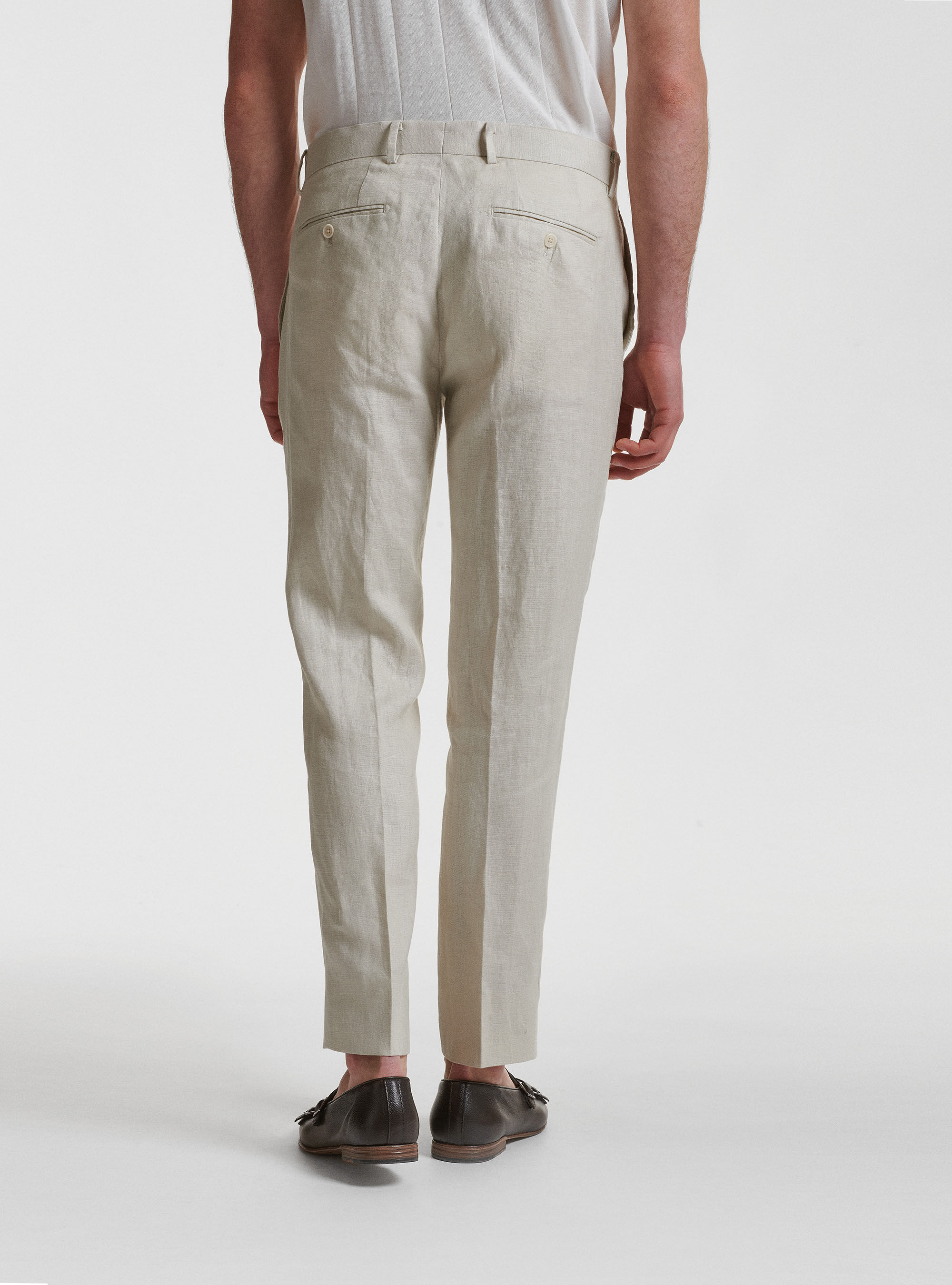 Pantaloni per abito in puro lino, ECRU