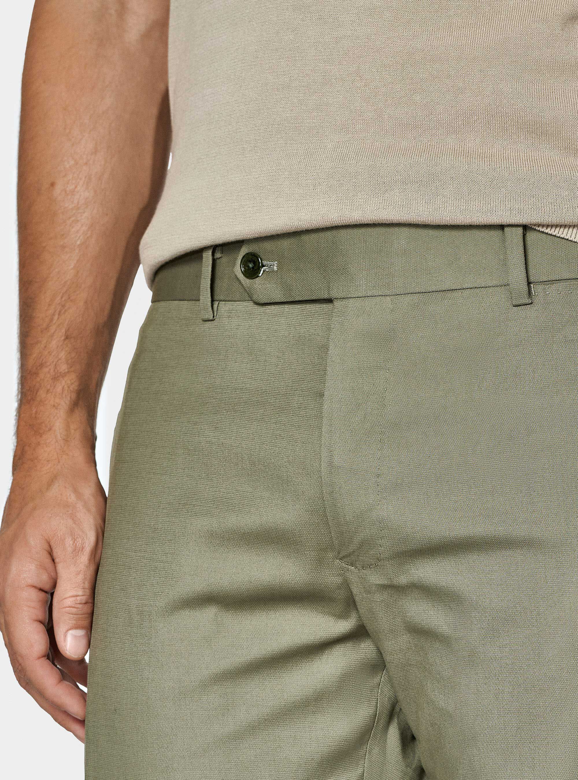 Pantaloni abito in cotone armaturato, SALVIA 0602C