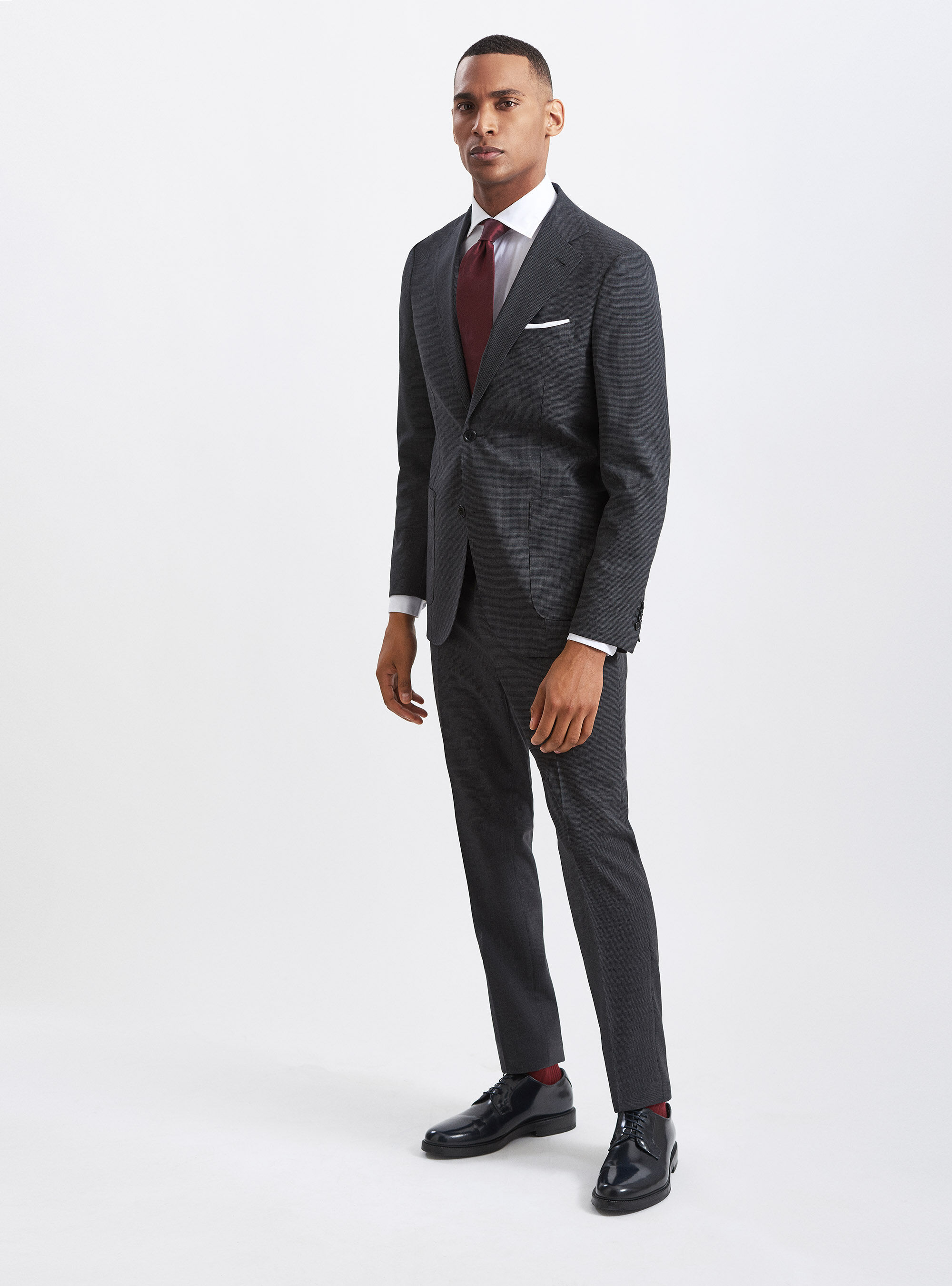 Marlane pure wool houndstooth suit blazer, ASPHALT GREY