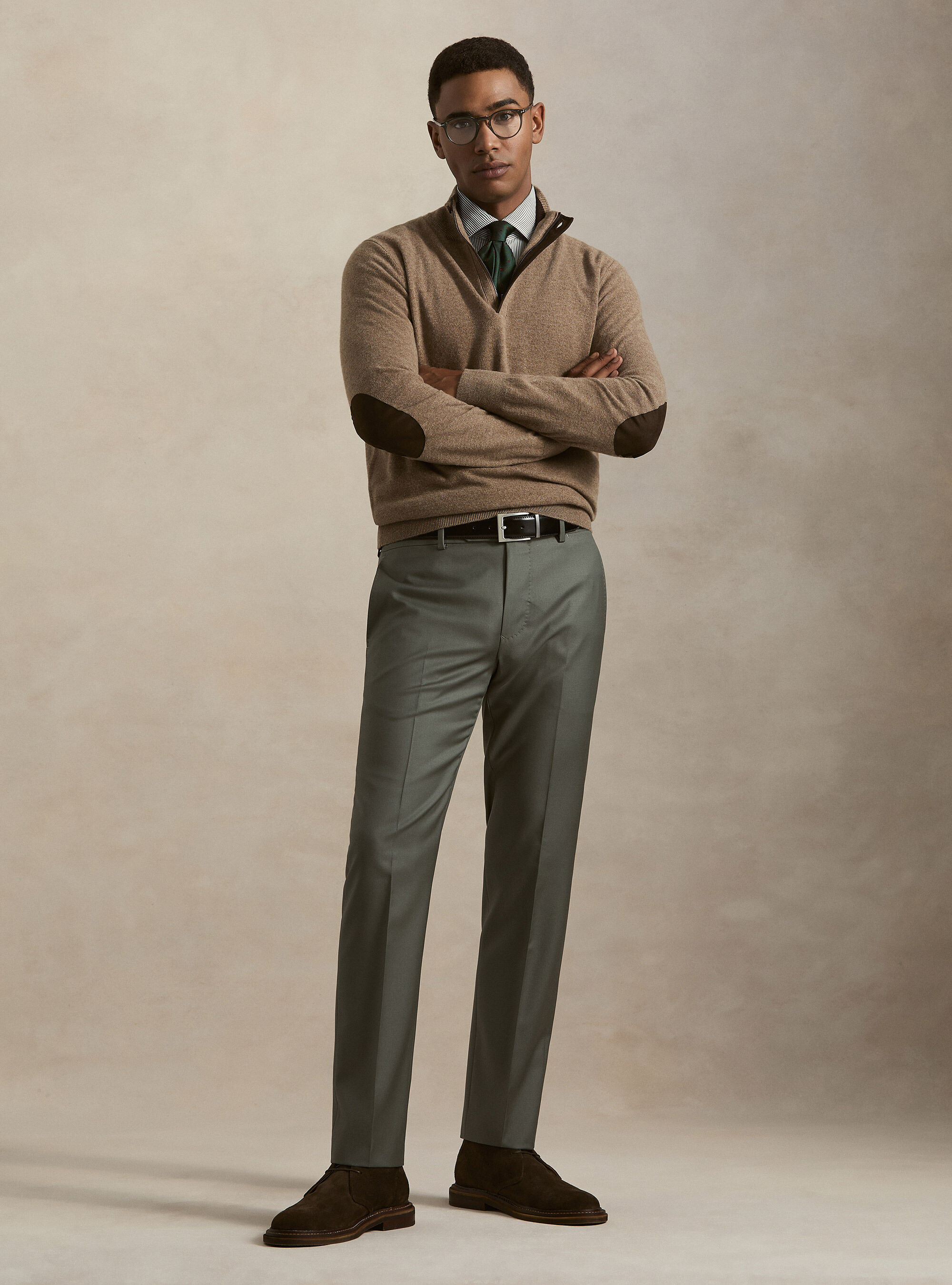 Half-zip lambswool and cashmere sweater