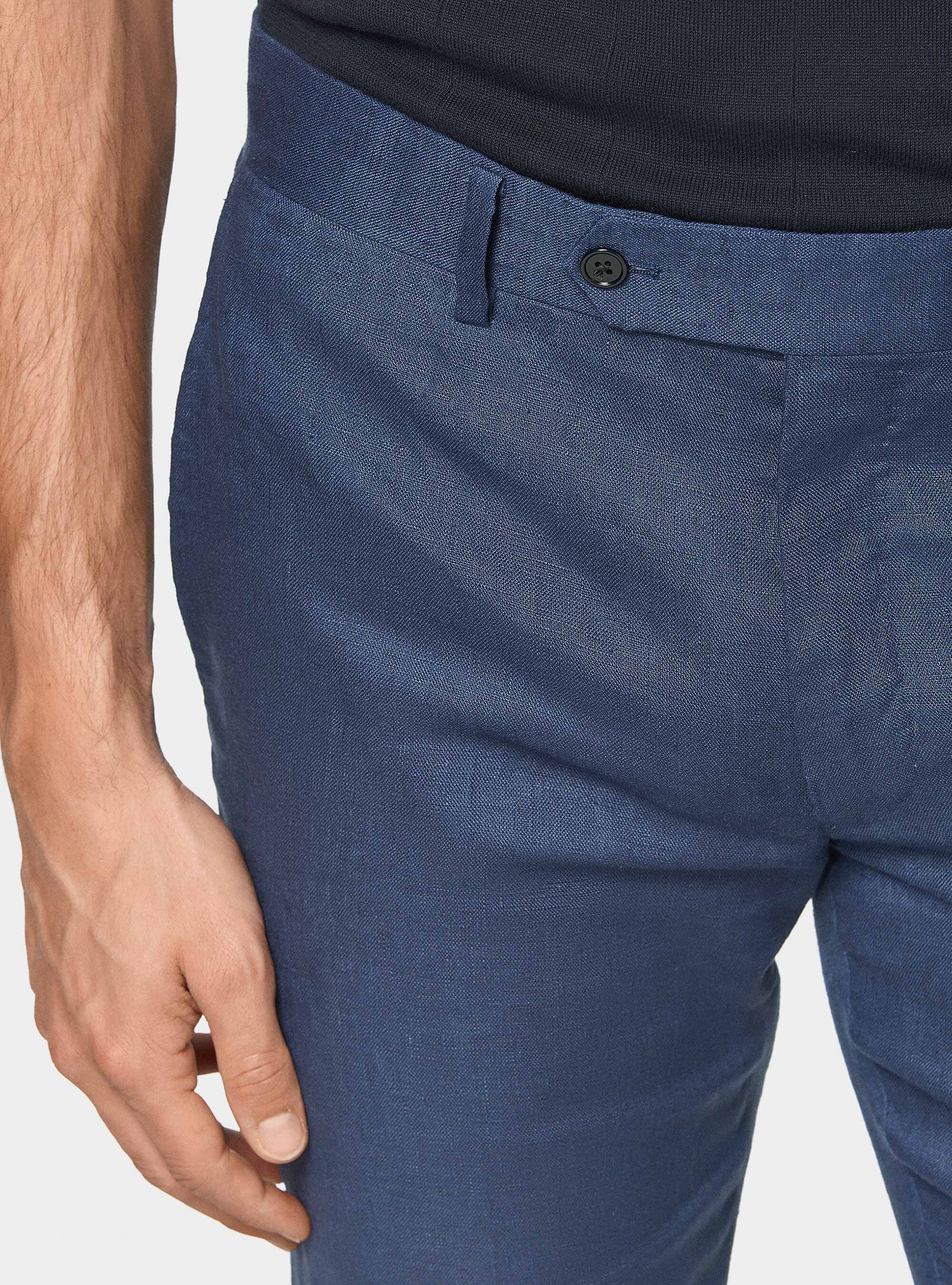 Pantaloni abito in puro lino, BLU