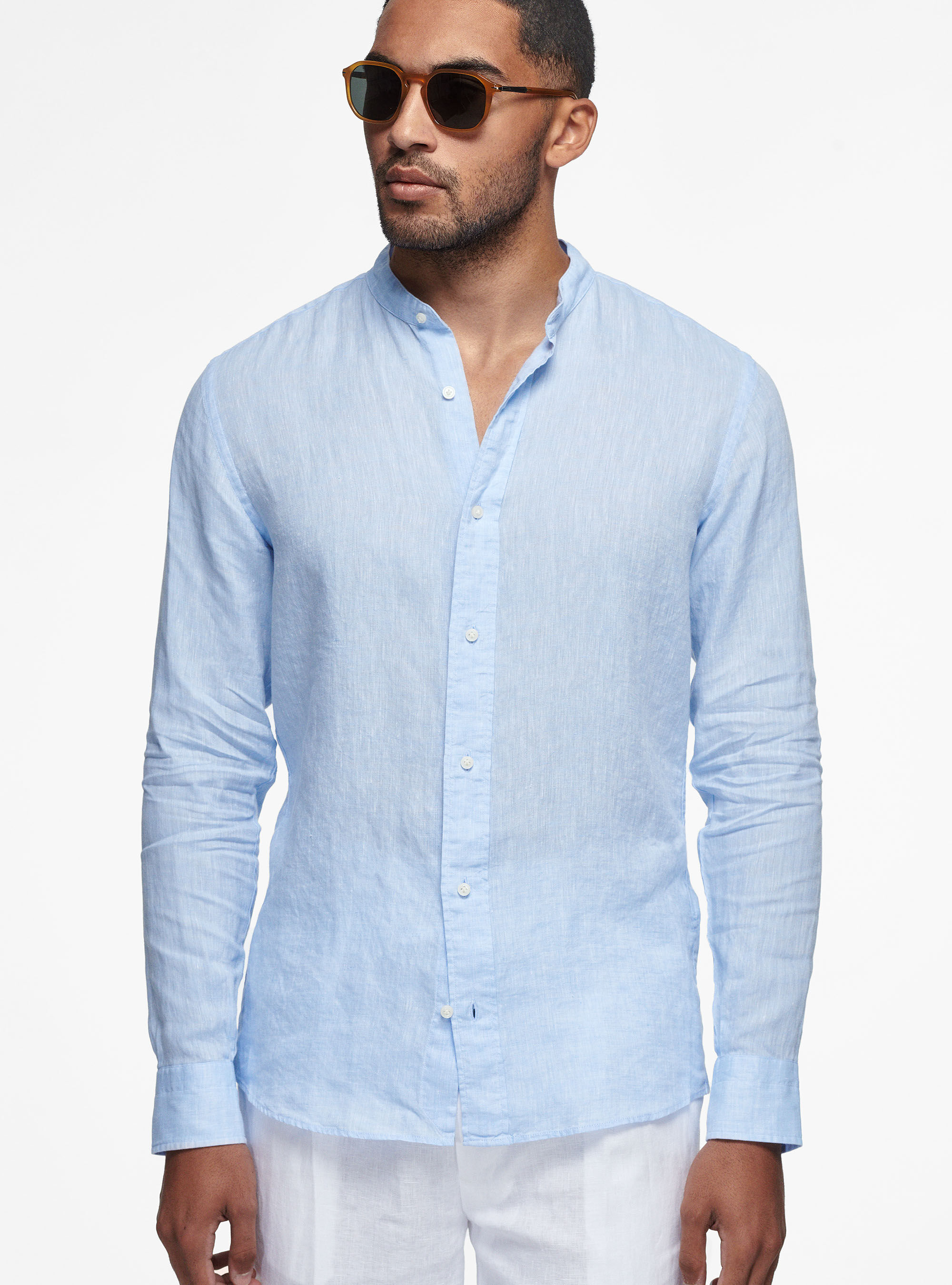 Camicia coreana in puro lino Gutteridge Uomo