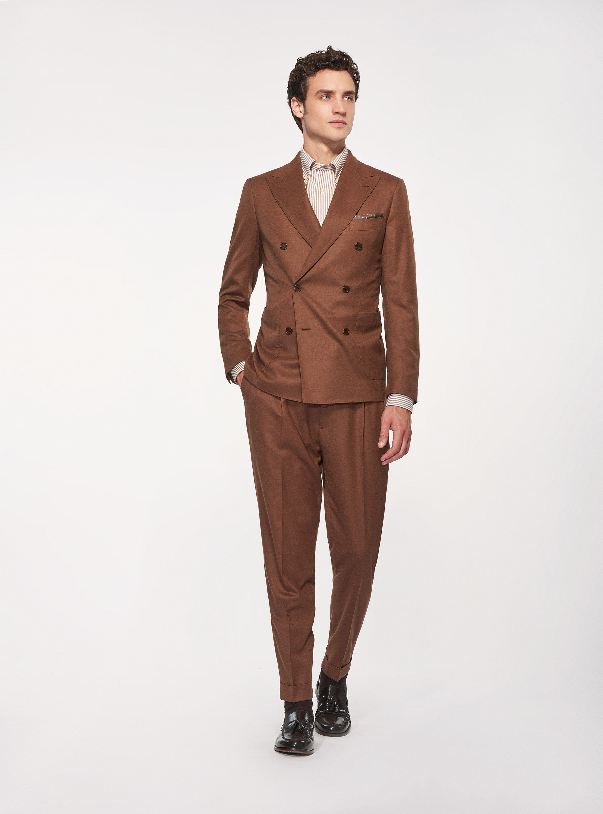 Wool flannel double-breasted blazer, MULTICOLOR