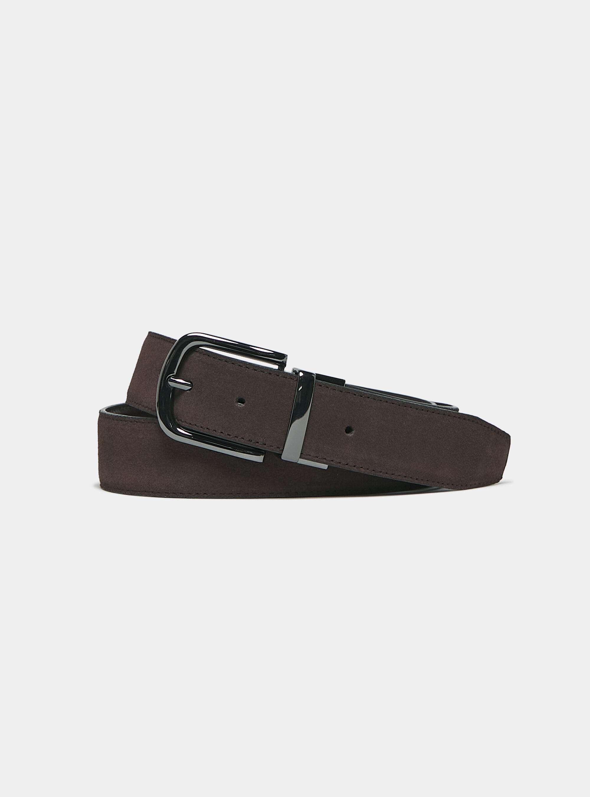 Cintura reversibile in suede, MARRONE