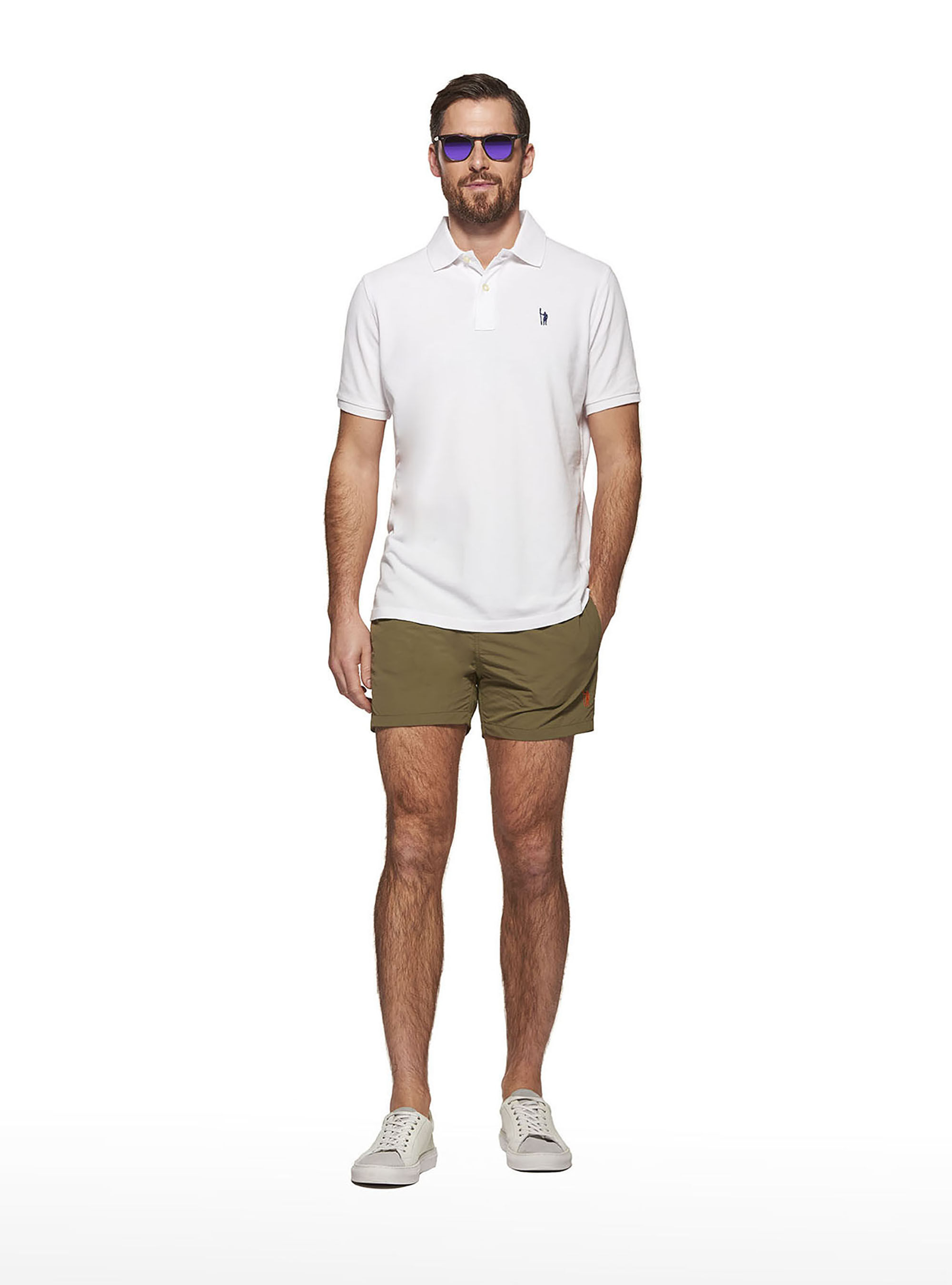 Basic plain colour swimsuit with embroidery, OLIVE