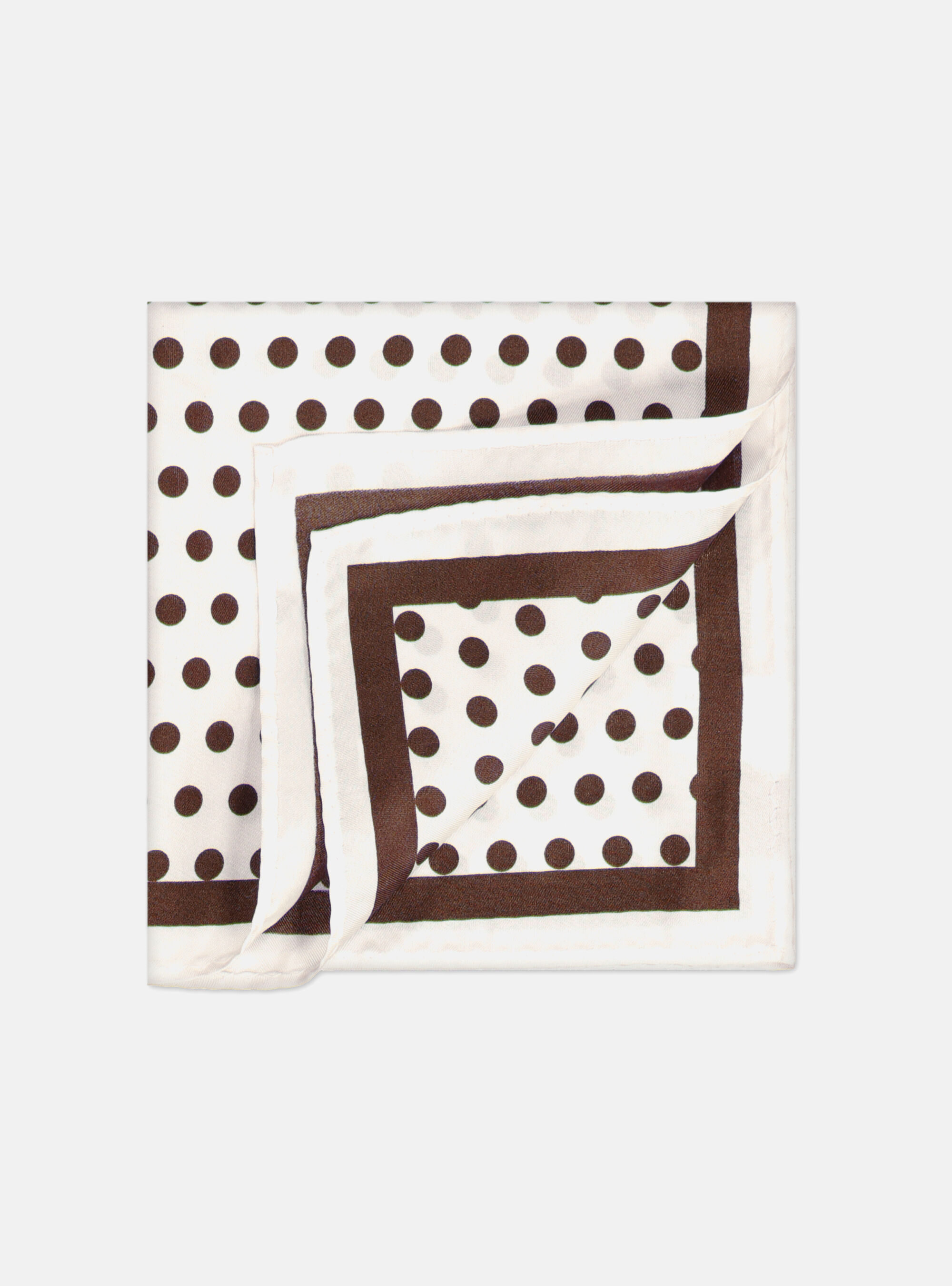 POLKA DOT SILK POCHETTE, DARK BROWN