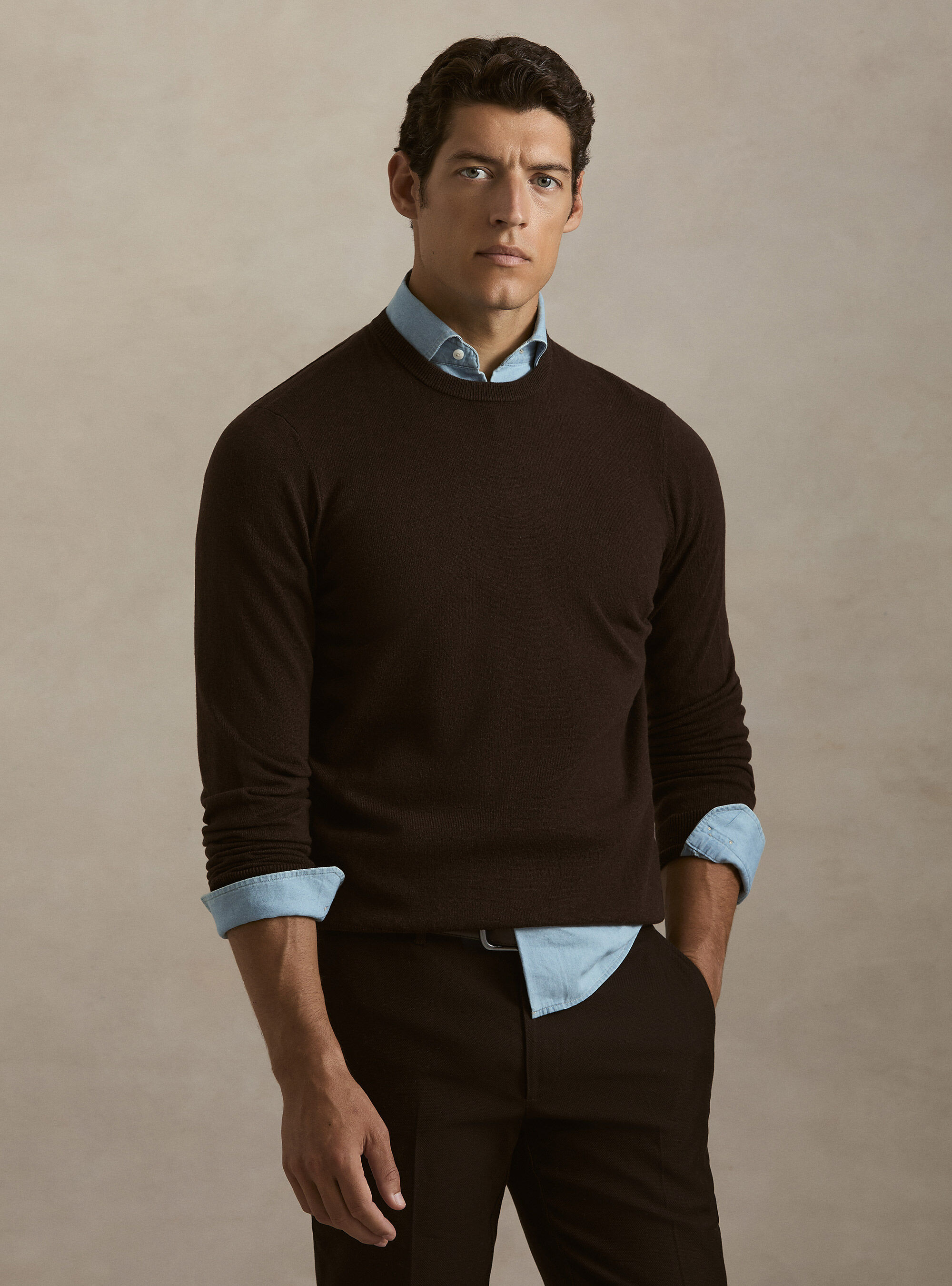 Girocollo in maglia in lana poliammide cashmere