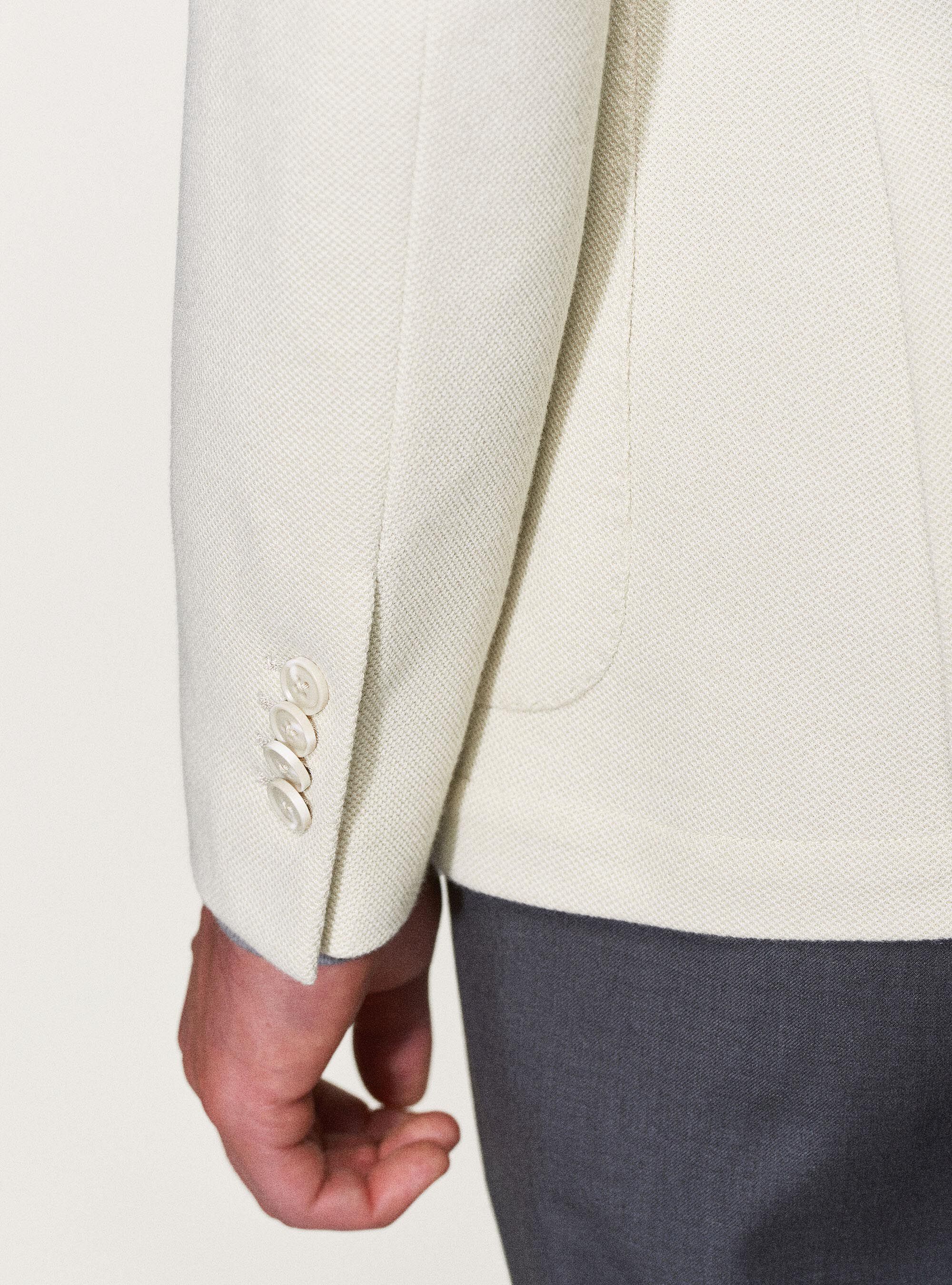 Giacca micro strutturata sfoderata, ECRU