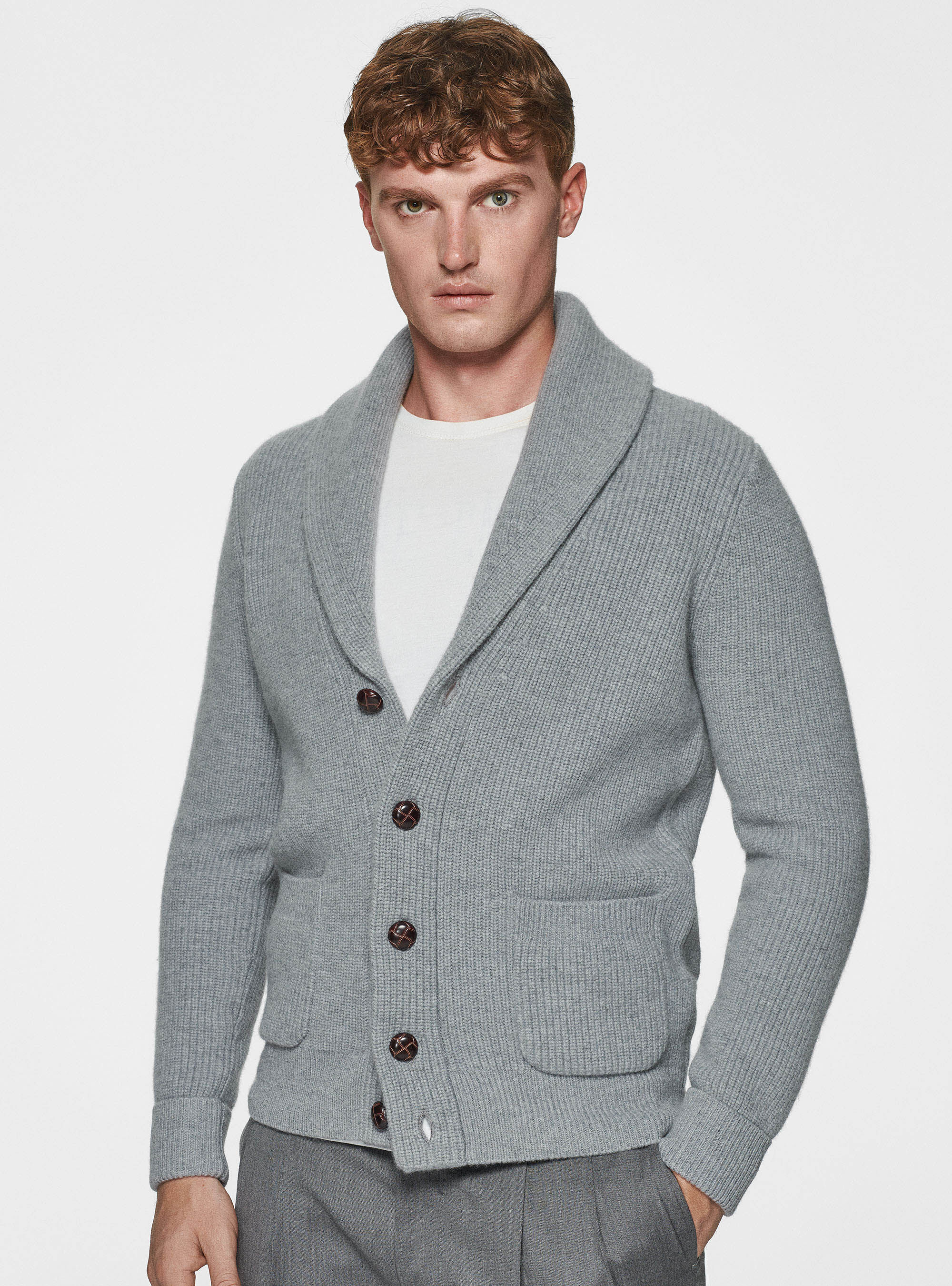 Pure merino wool shawl knit cardigan