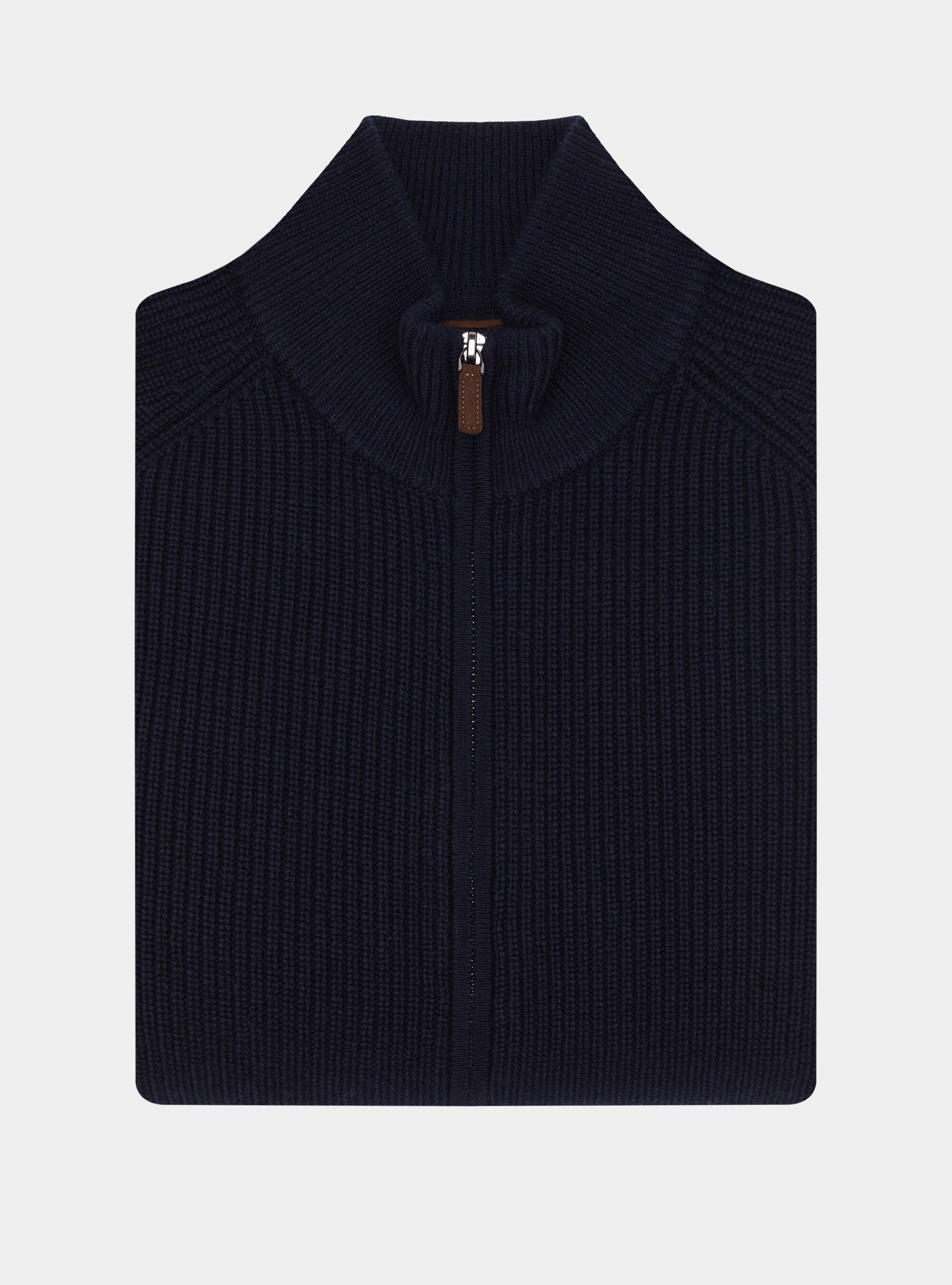 Merino wool raglan knitted zip cardigan, NAVY BLUE