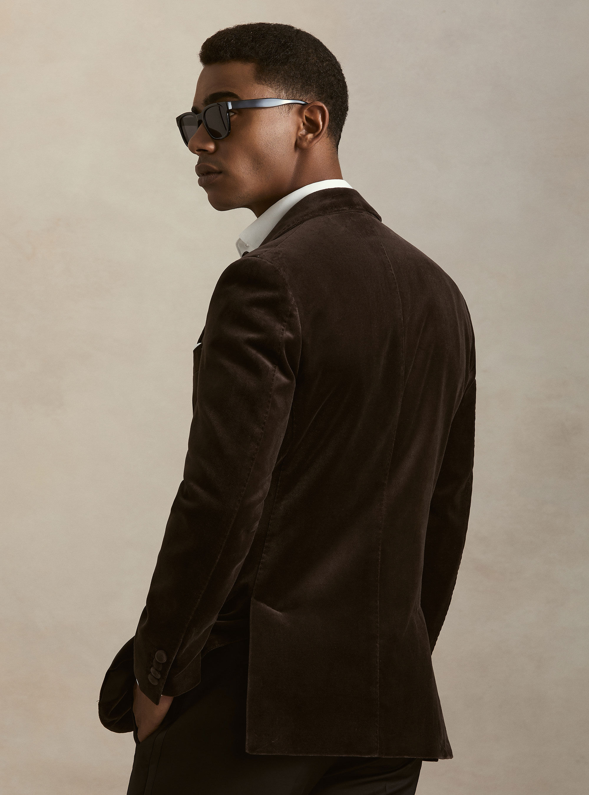 Tuxedo blazer for a velvet suit, BROWN