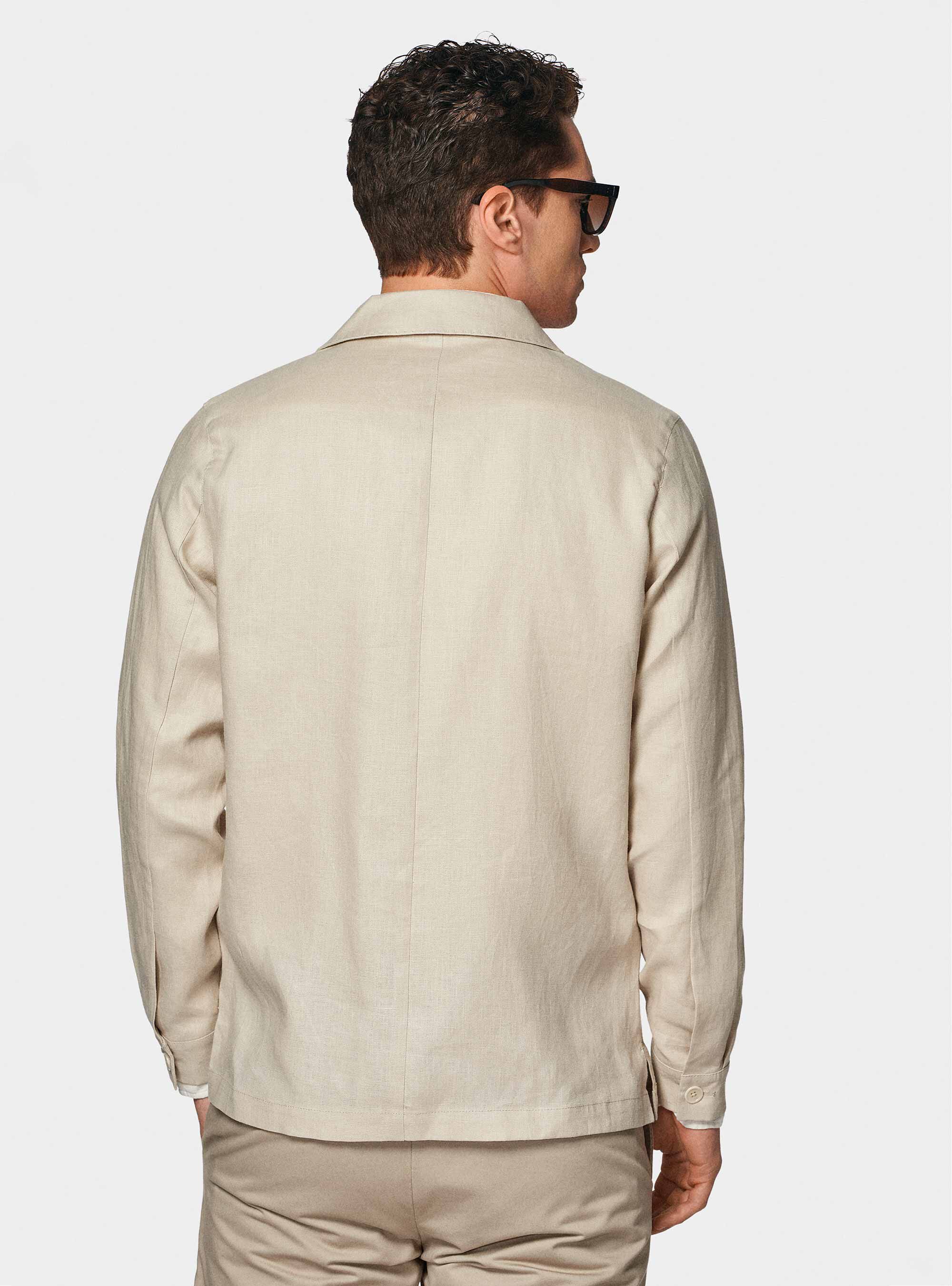 Pure linen shirt blazer, ECRU