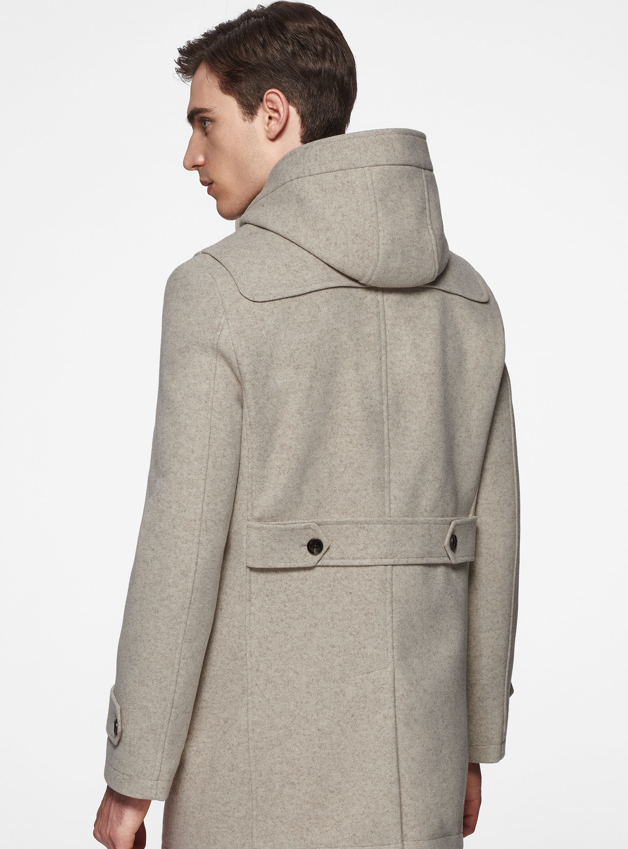 Hooded cloth Montgomery duffle coat