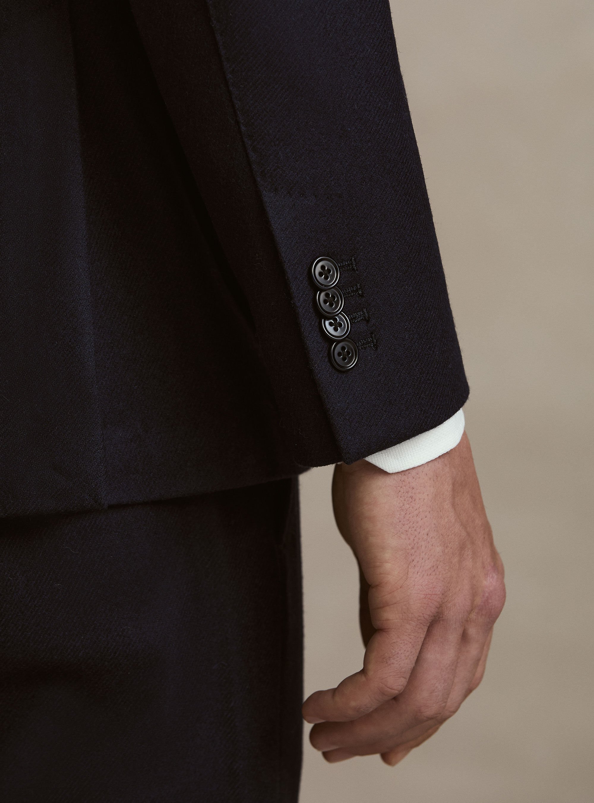 Wool blend flannel blazer, NAVY BLUE
