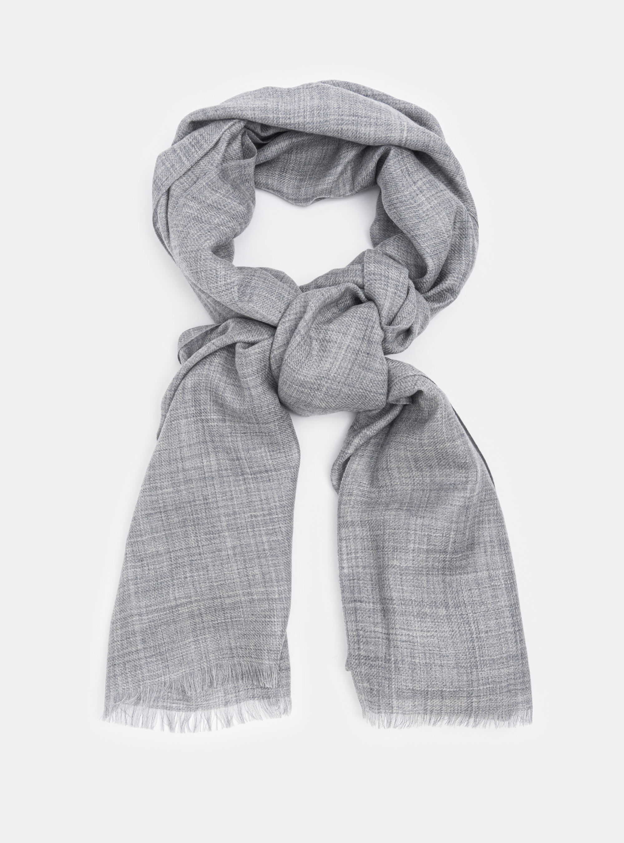 Wool scarf with embroidery, LIGHT GREY MELANGE