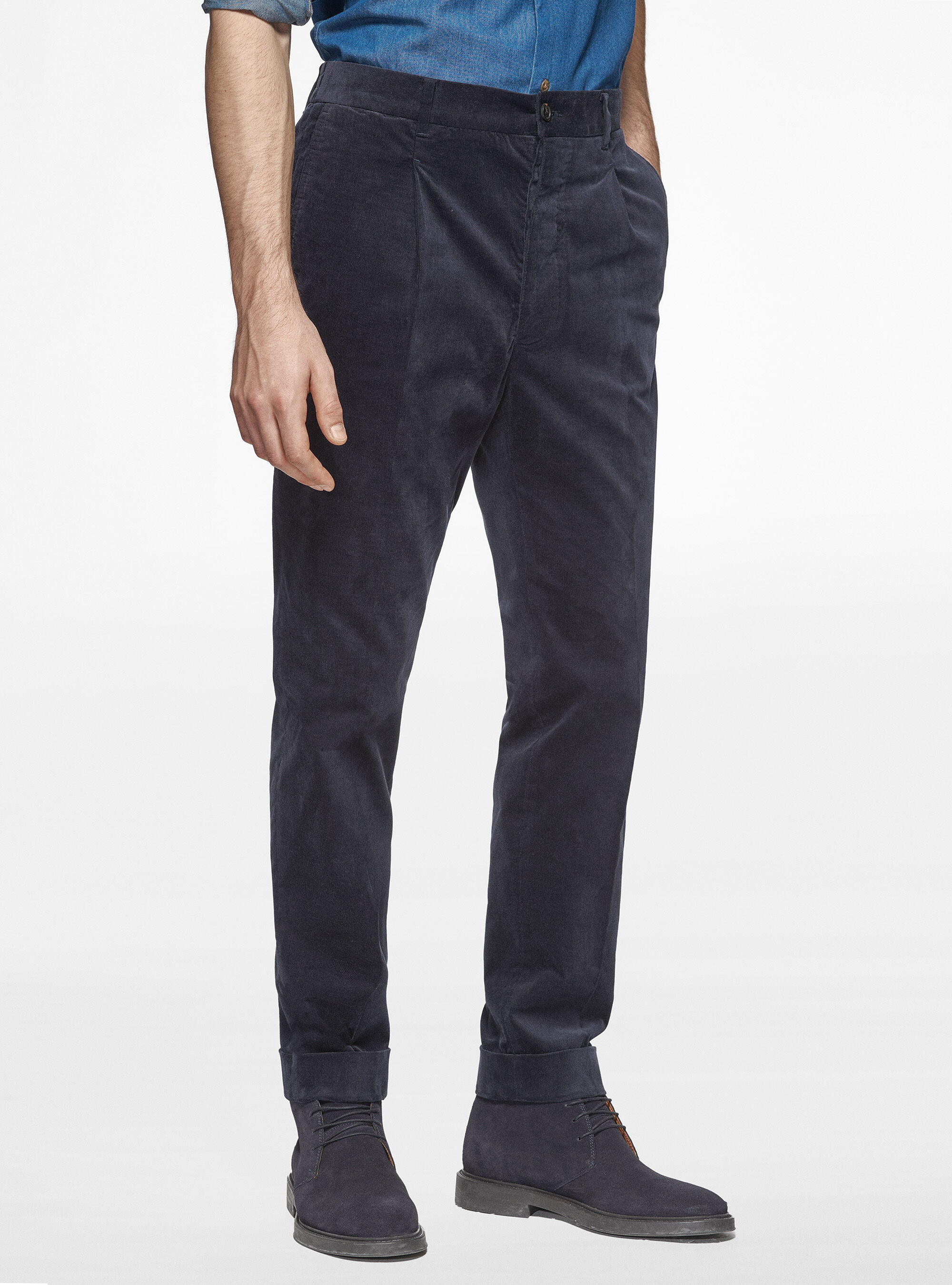 Pantalon elastique raye en velours milleraies Gutteridge Homme