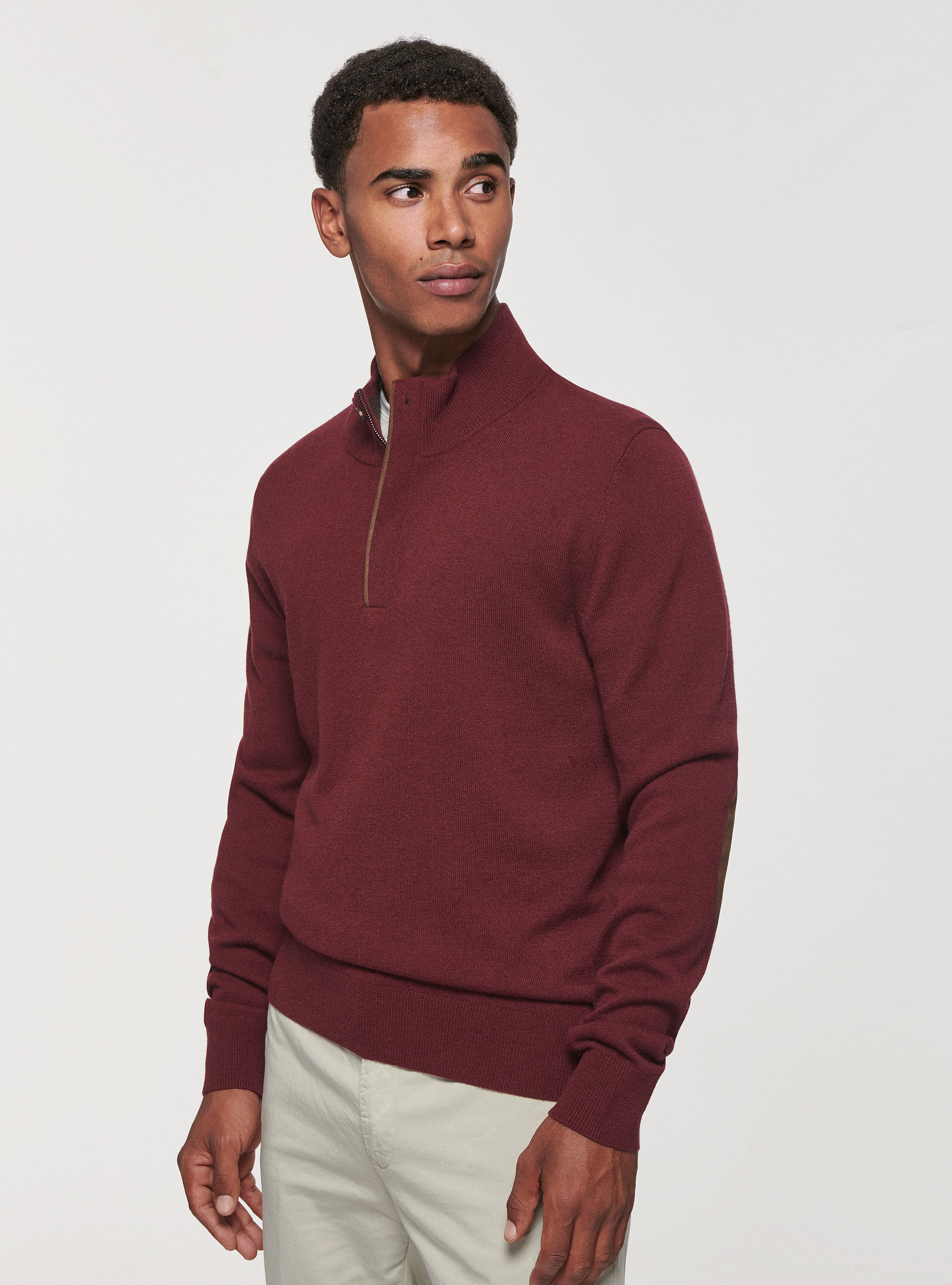 Half zip sweater with patches in lambswool wool and cashmere Gutteridge Men s catalog gutteridge storefront
