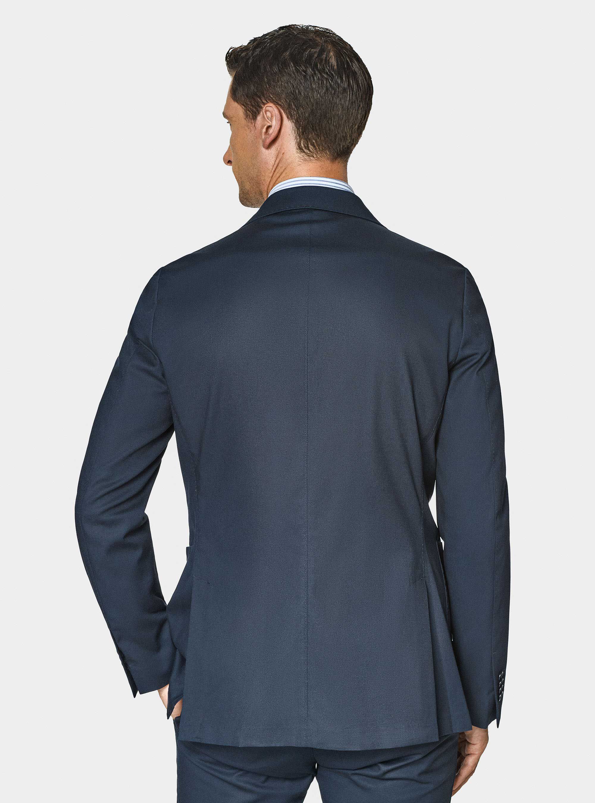 Giacca abito in cotone armaturato, BLU NAVY