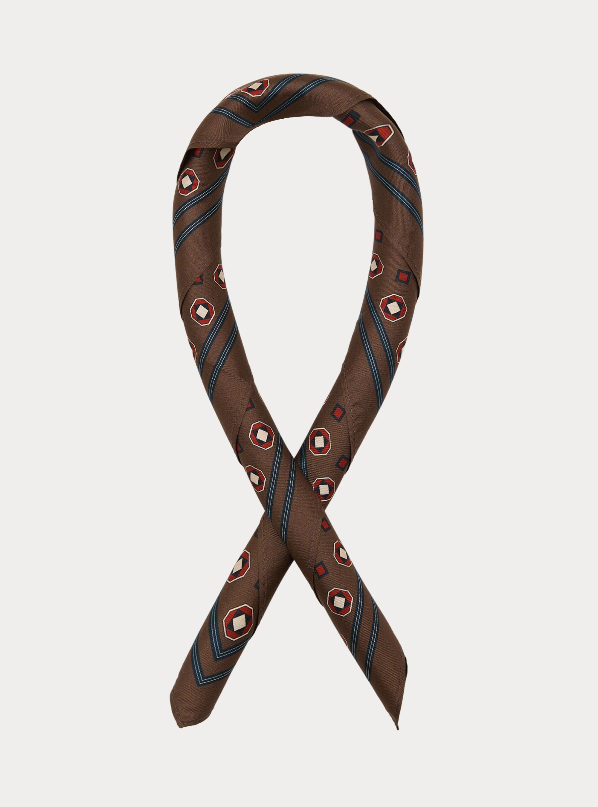 Foulard stampato in seta fantasia geometrica