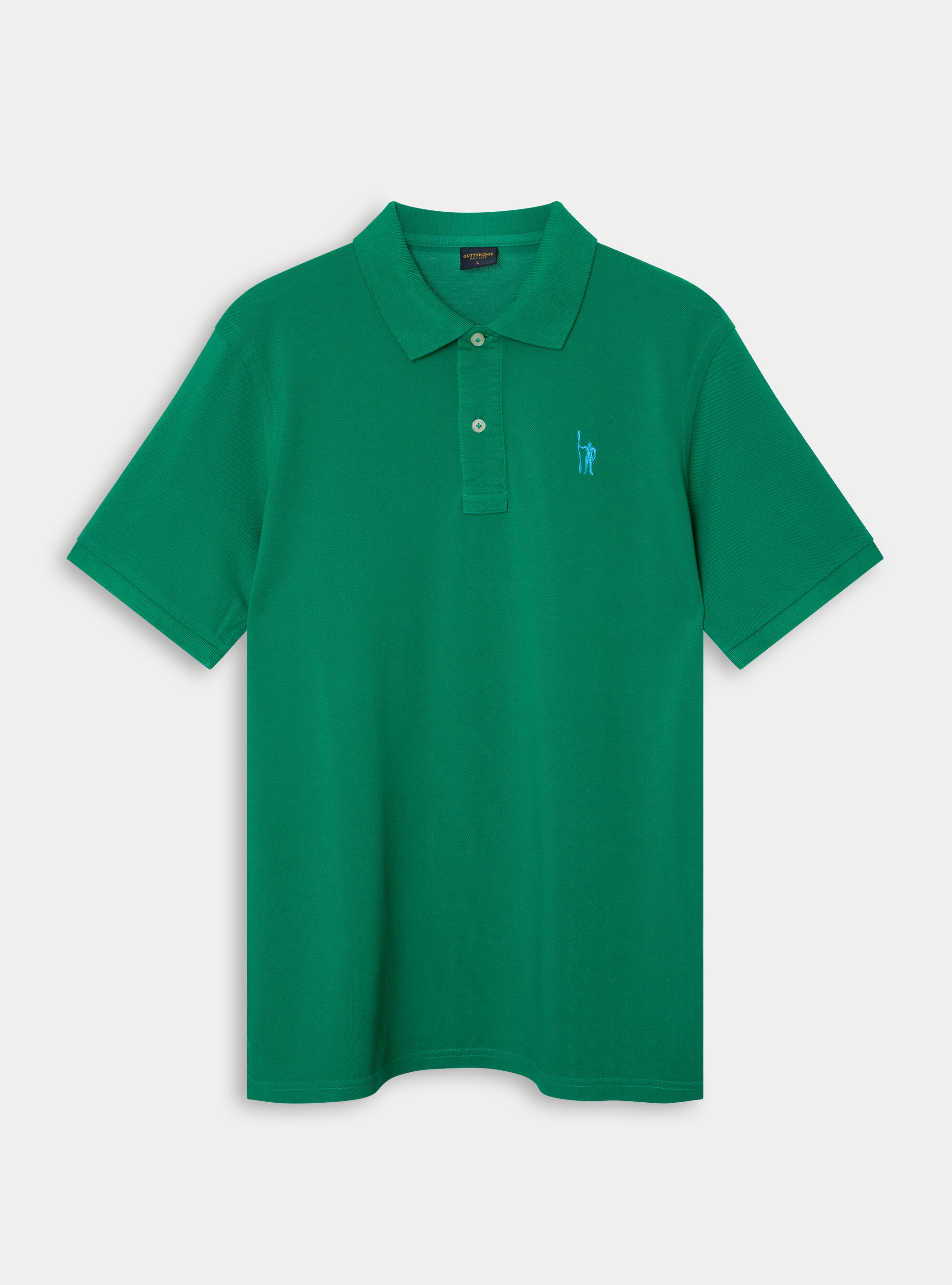 Classic cotton pique polo with embroidery, GREEN