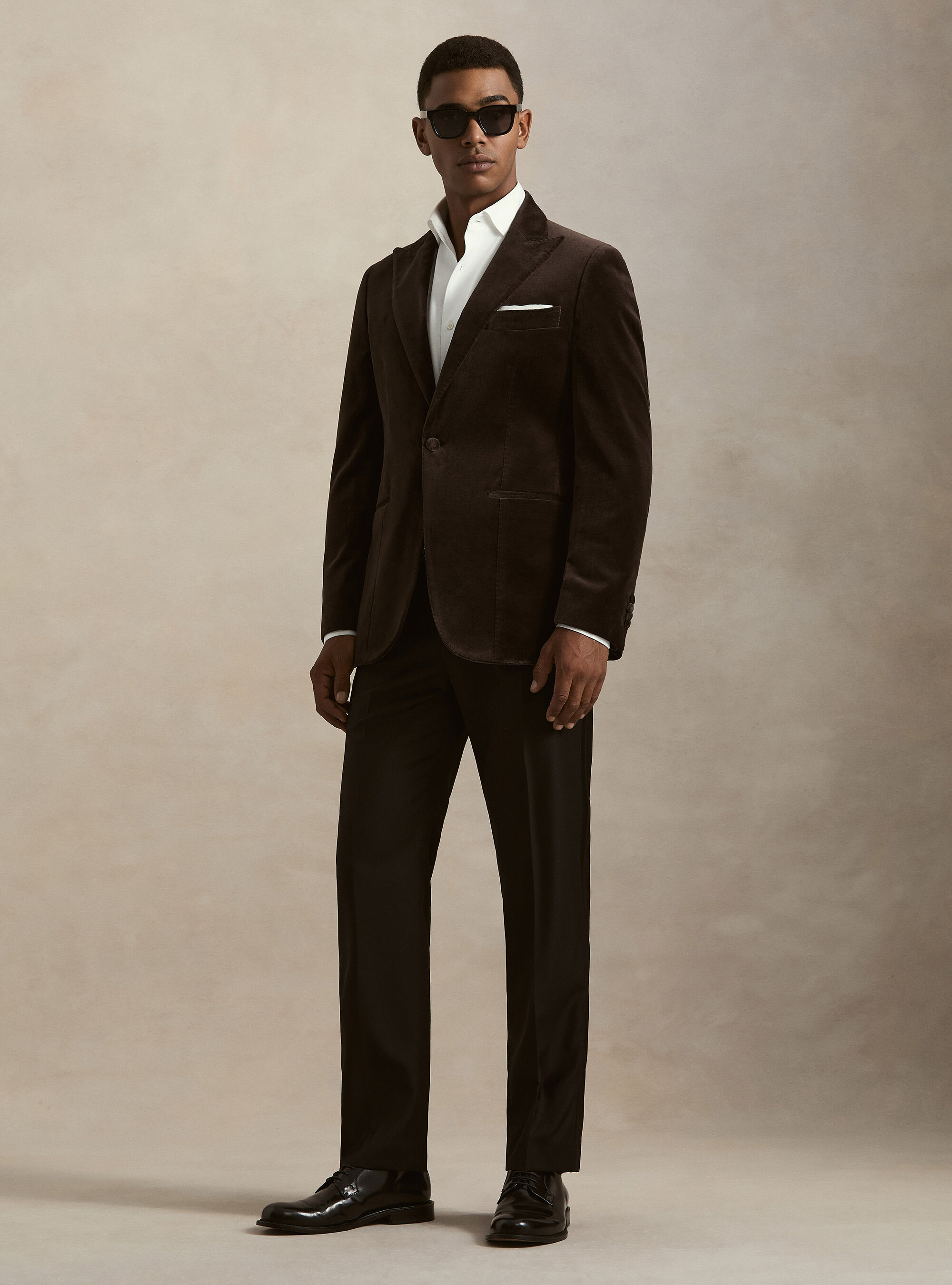 Pantaloni smoking in lana superfine 120's, NERO