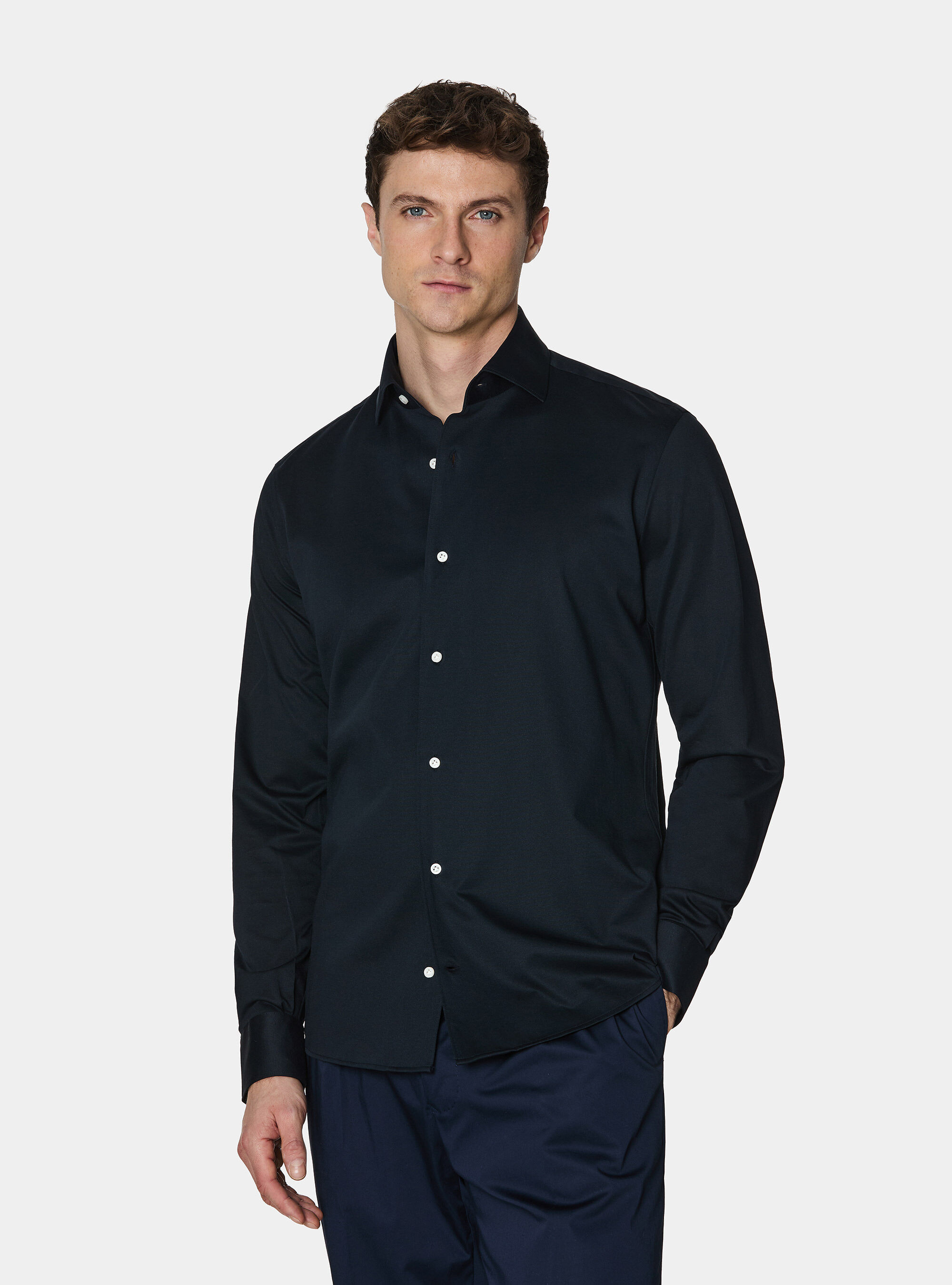 Camicia in jersey misto cotone paramontura