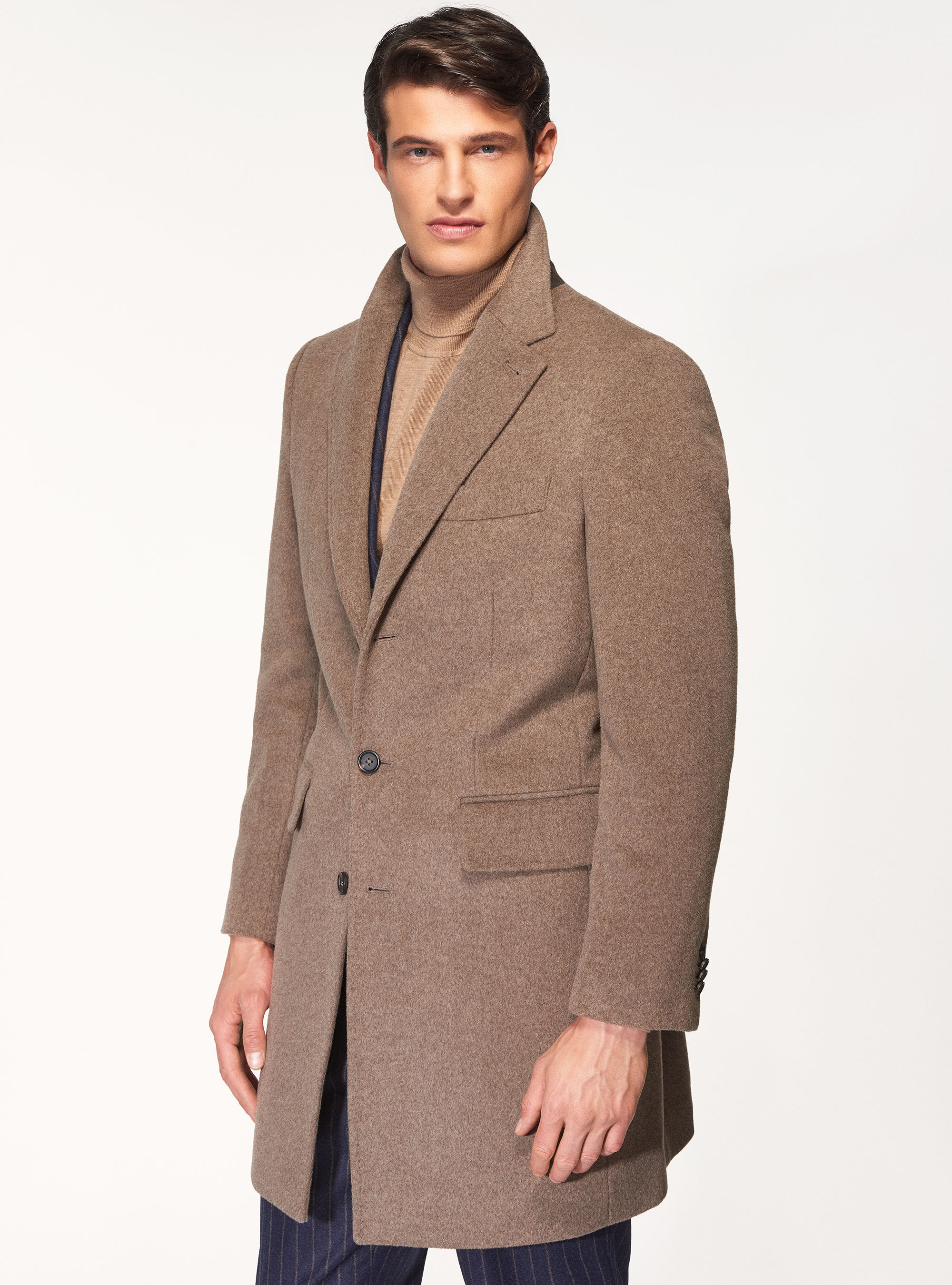 Cashmere wool single breasted coat