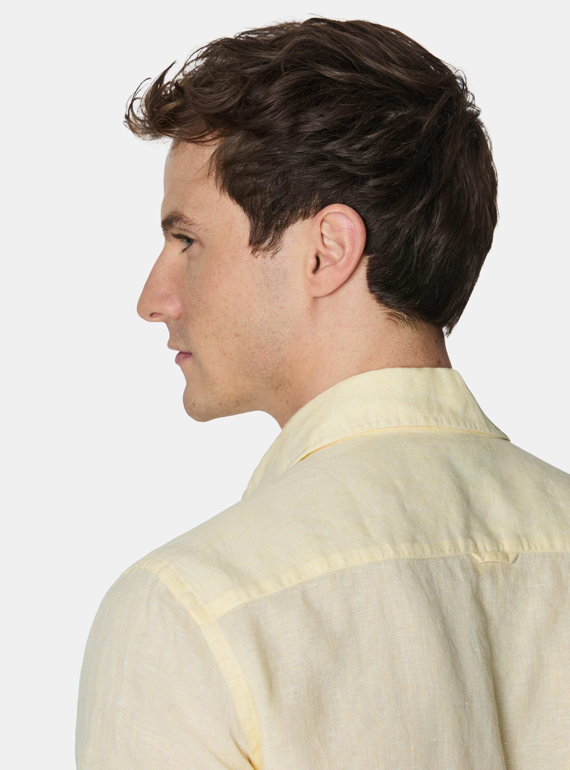 Camicia in puro lino, GIALLO CHIARO 0784C