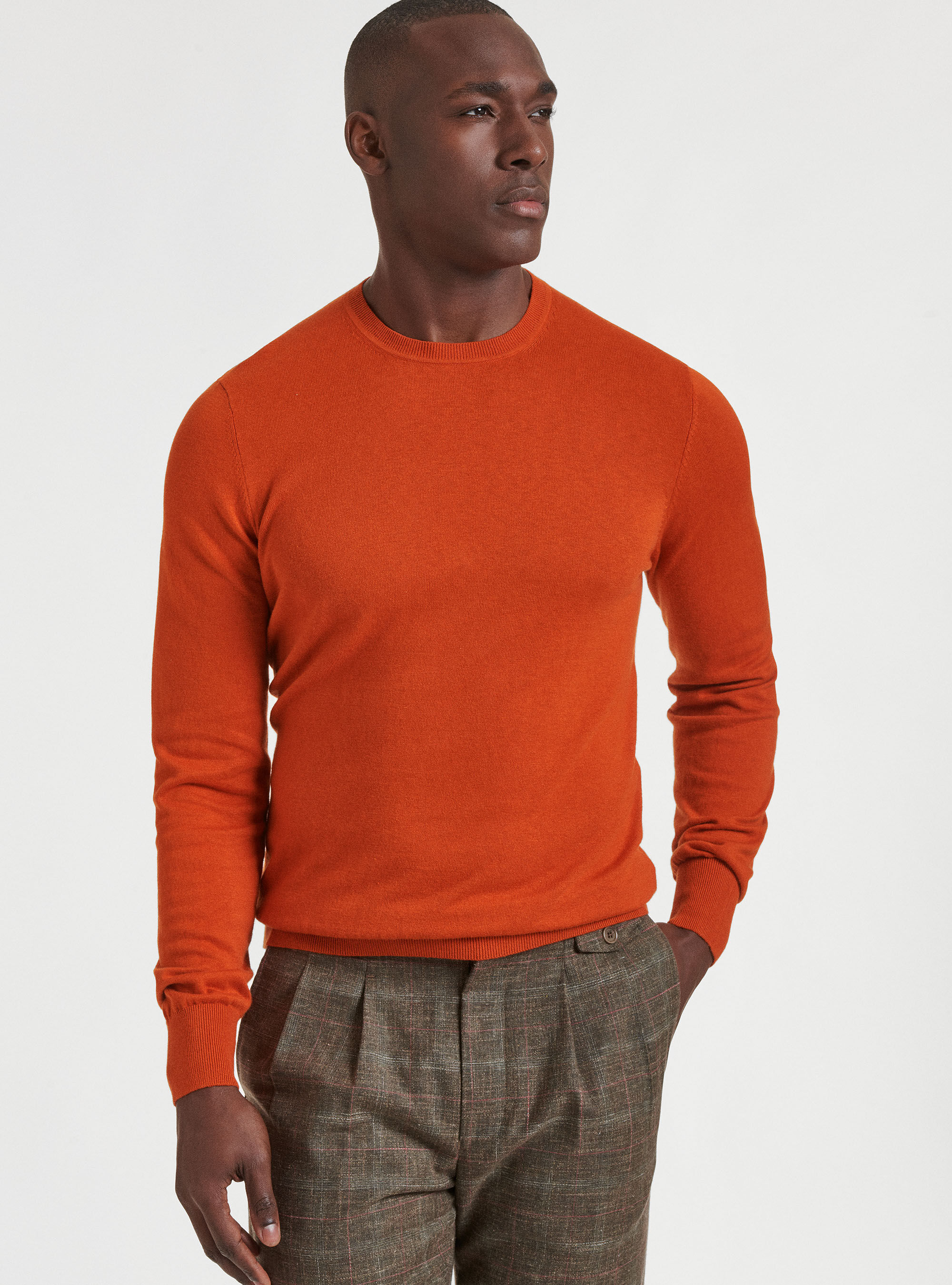 Jersey de cuello redondo de algod&oacute;n, seda y cachemira, 0713C ZUCCA